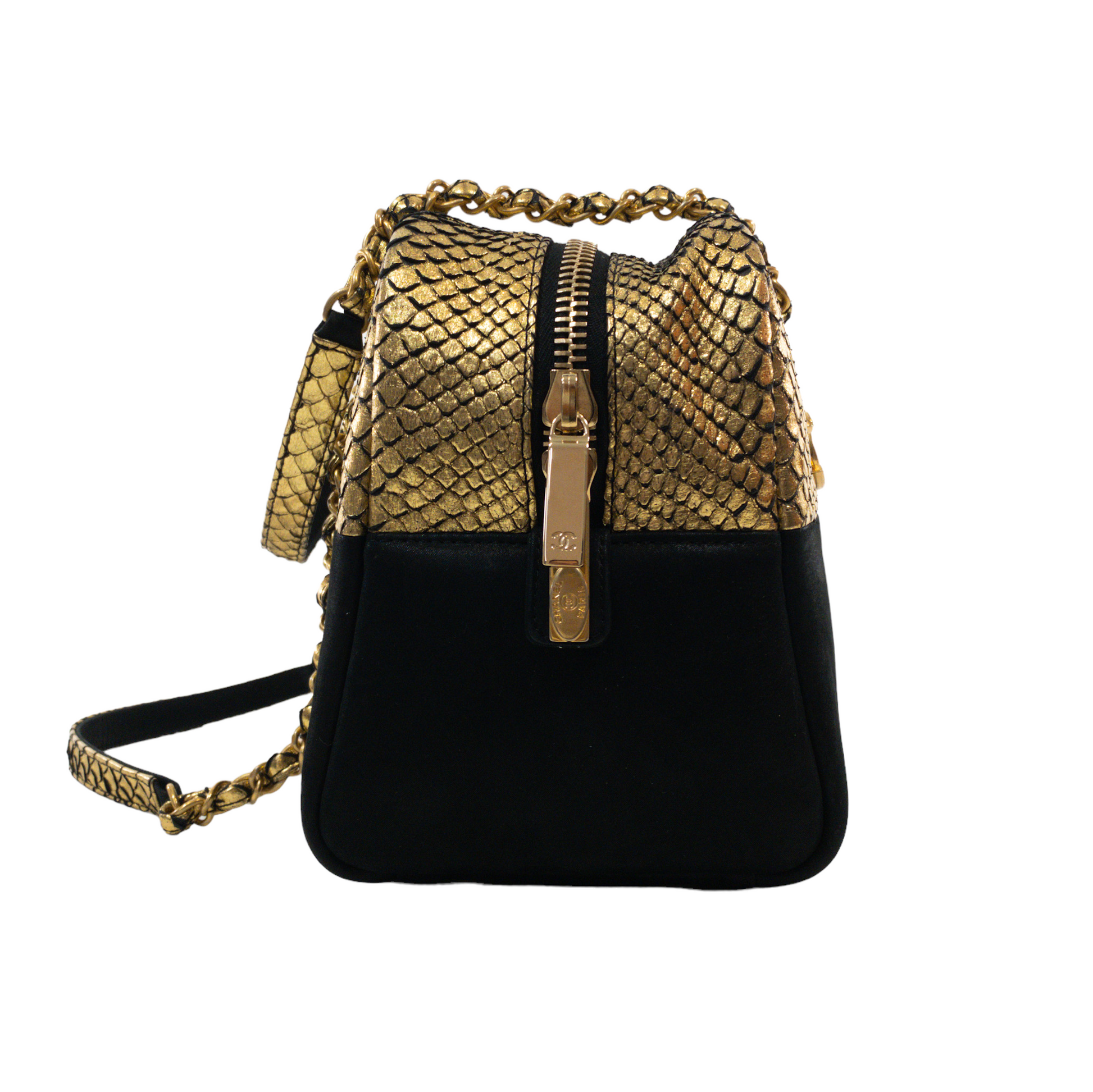 Chanel Metallic Python Suede Bowler Tote