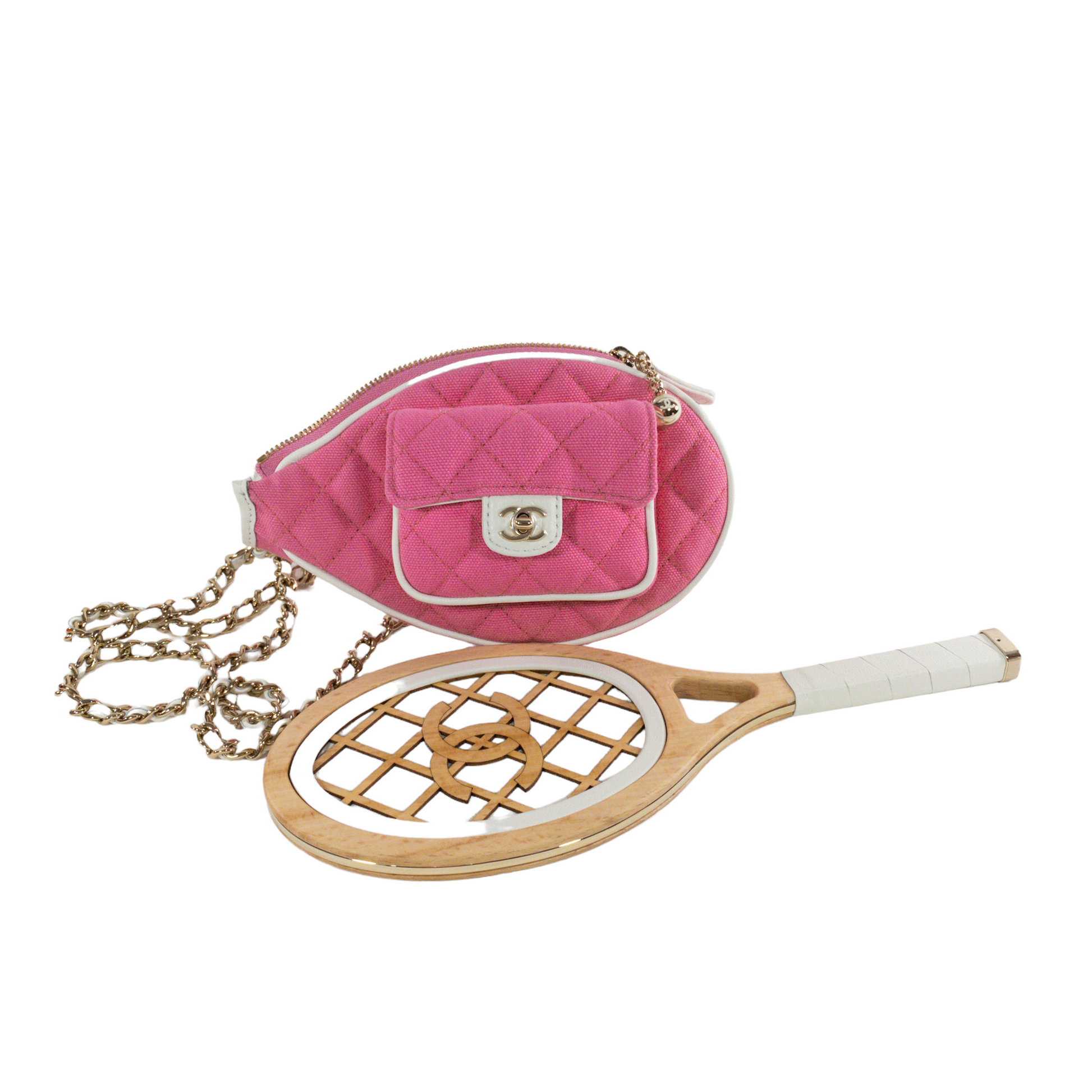 Chanel 23C Pink Quilted Tennis Racket   *Collector's Piece*