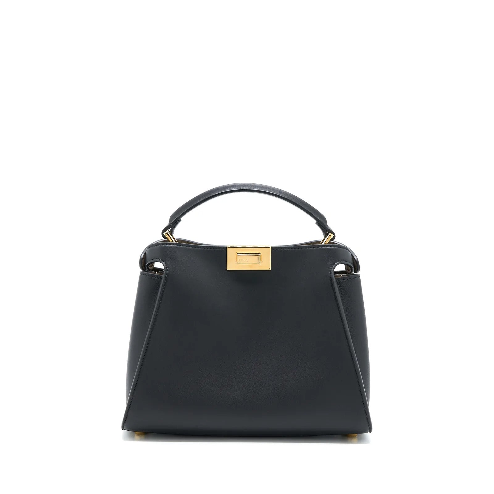 Fendi Peekaboo Iconic Purse Calfskin Black Small Travel Bag