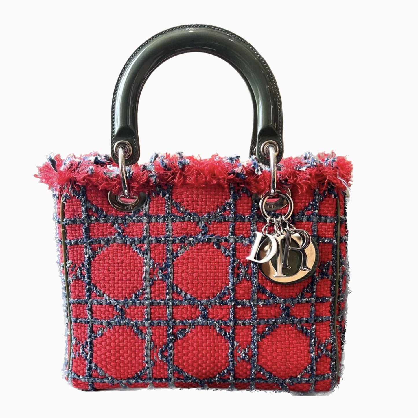 Dior Lady Tweed Handbag Medium Travel Bag