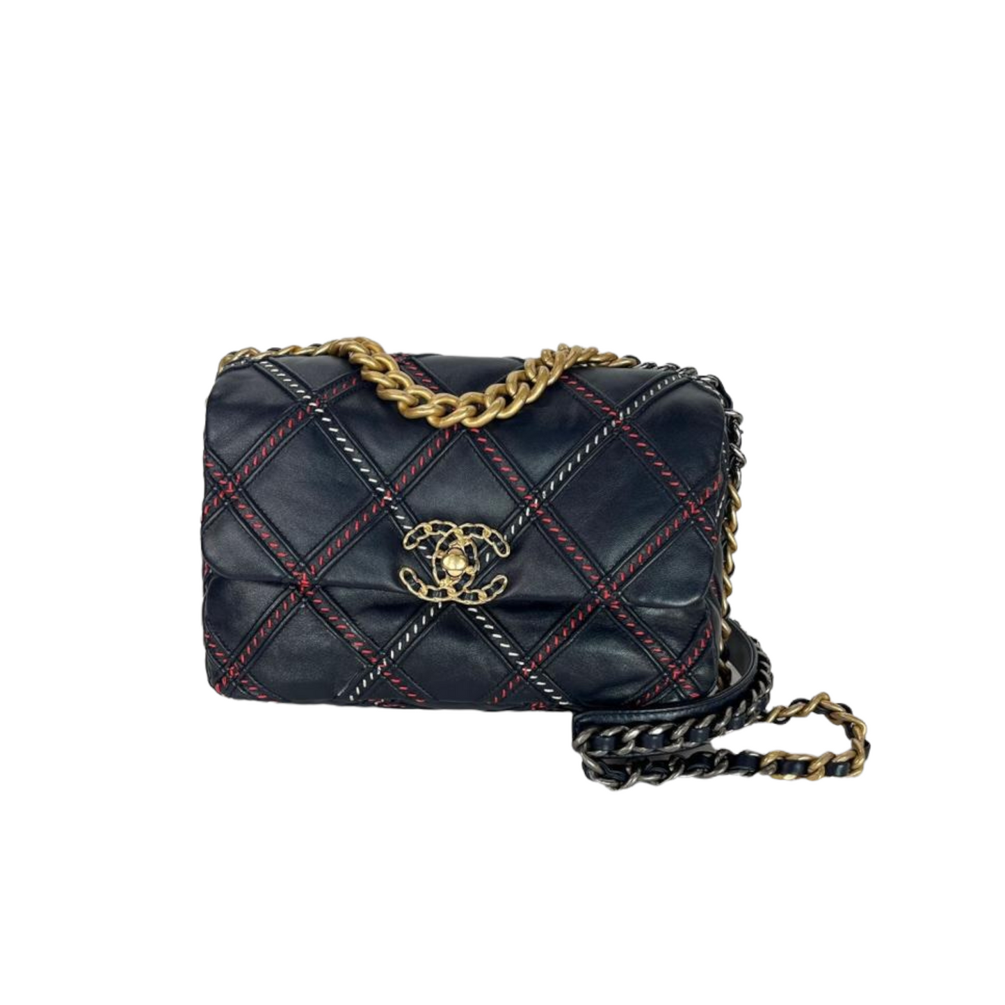 Chanel 19 Flap Bag MHW Leather Quilted Crossbody Bag