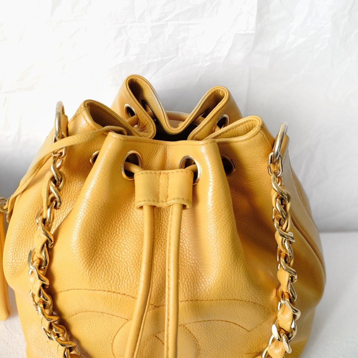 Chanel   CC drawstring cowhide bucket bag
