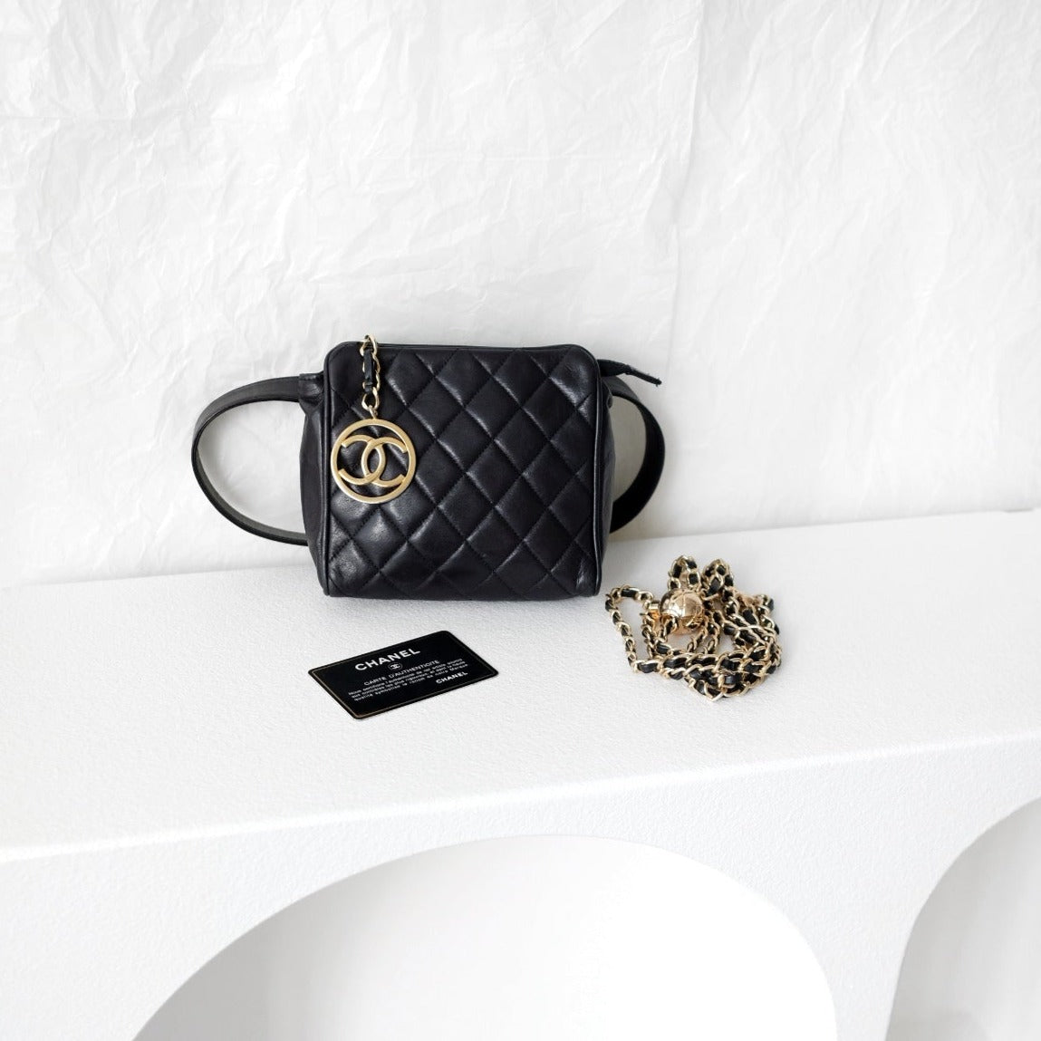Chanel   quilted sheepskin CC belt bag