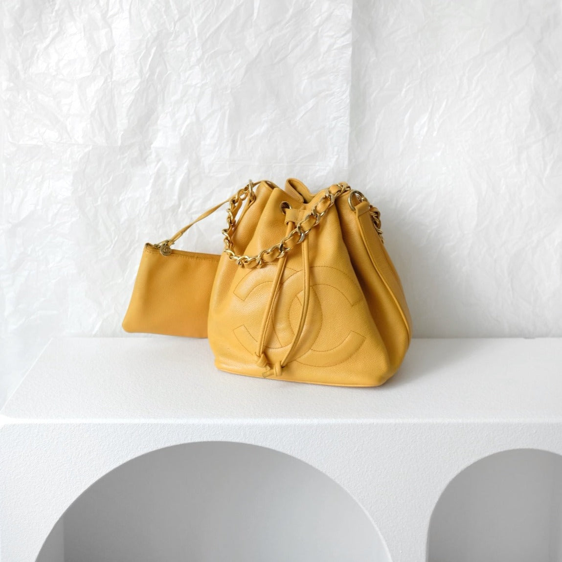 Chanel   CC drawstring cowhide bucket bag
