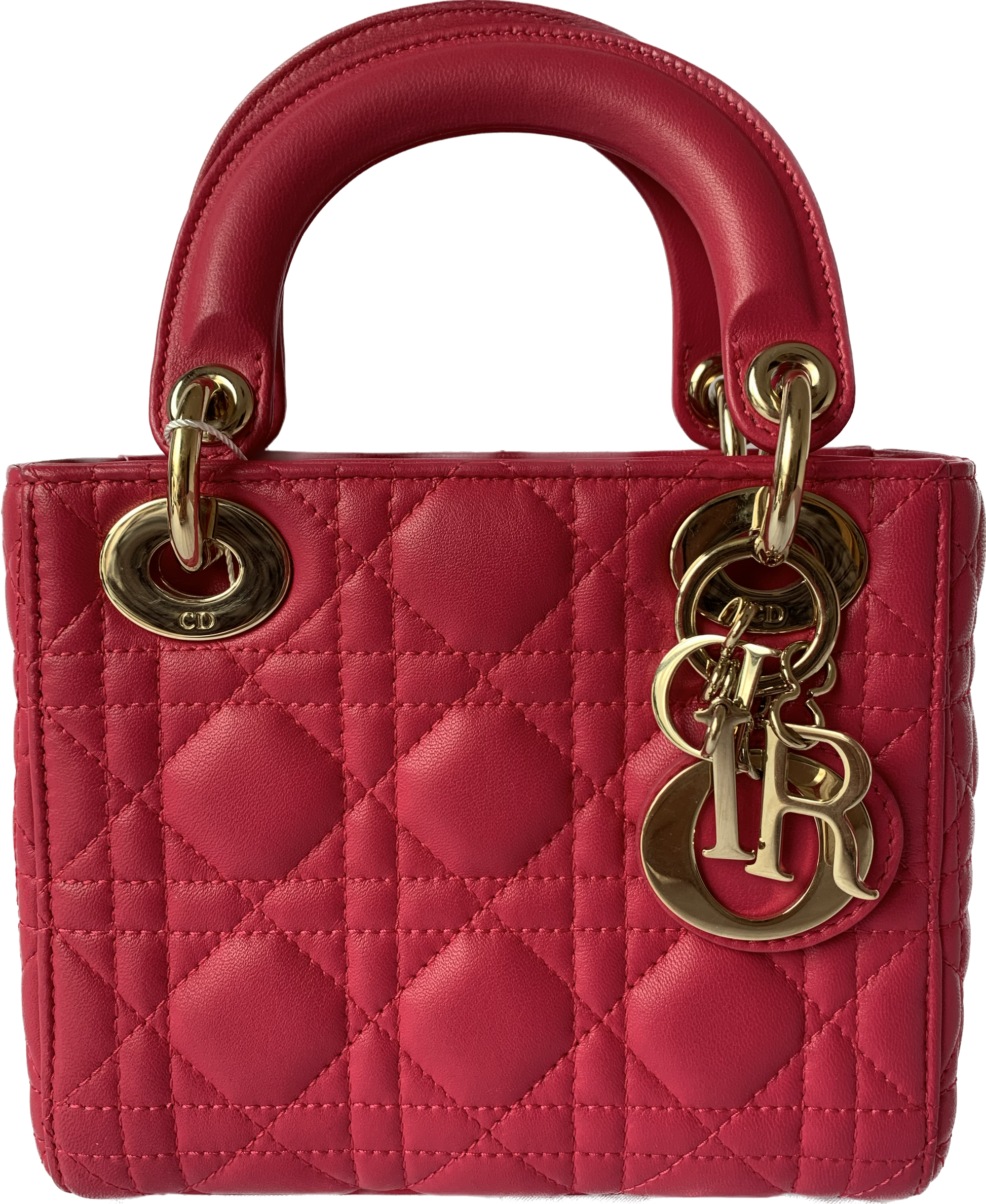 Dior Lady Handbag Cannage With Strap Leather Pink Travel Bag