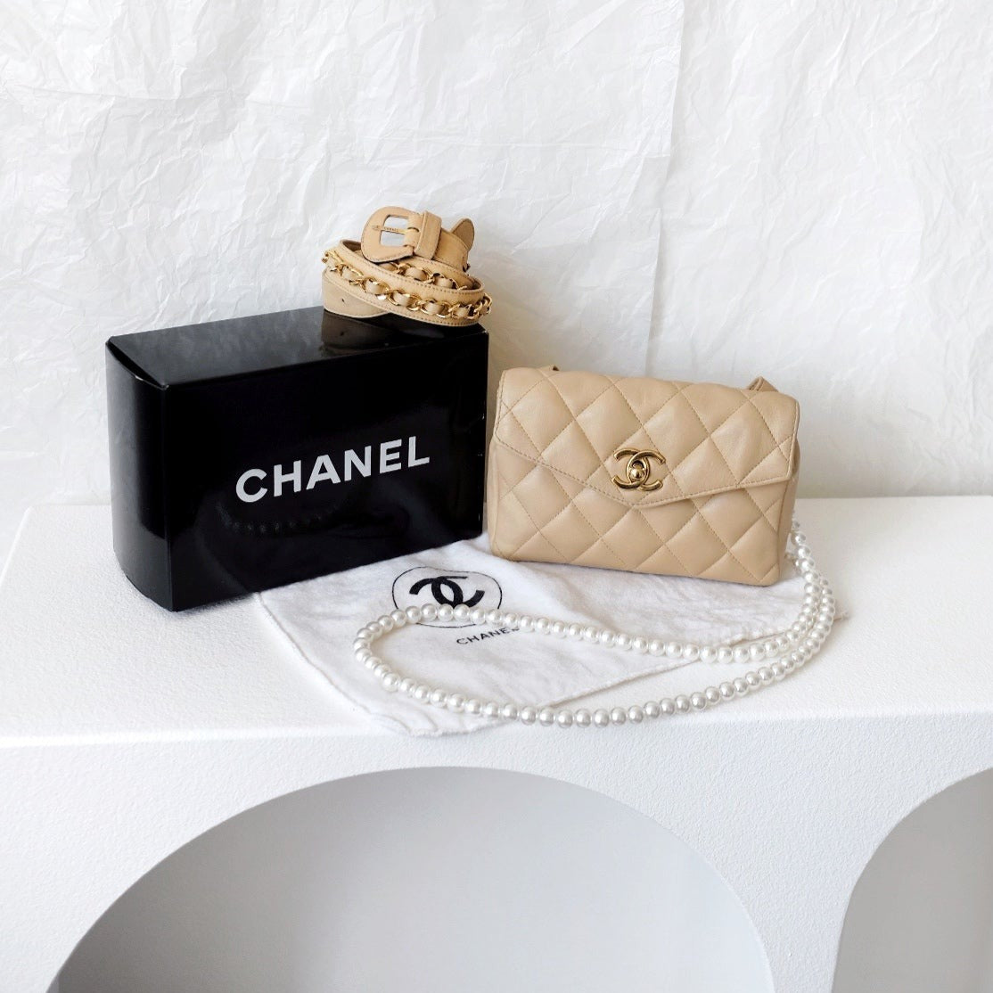 Chanel   quilted sheepskin CC belt bag