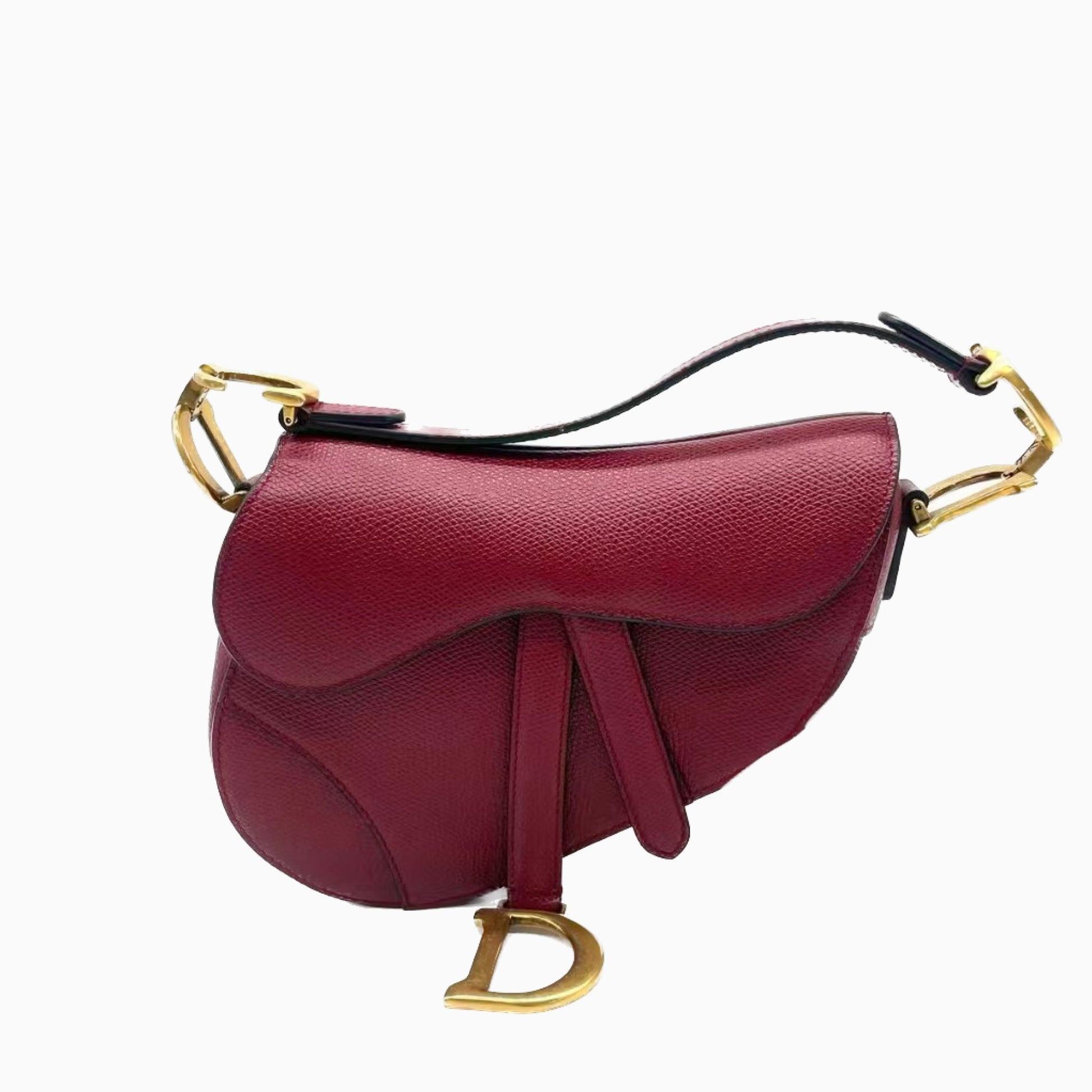 Dior Saddle Bag Grain Size With Strap Leather Red Travel Bag