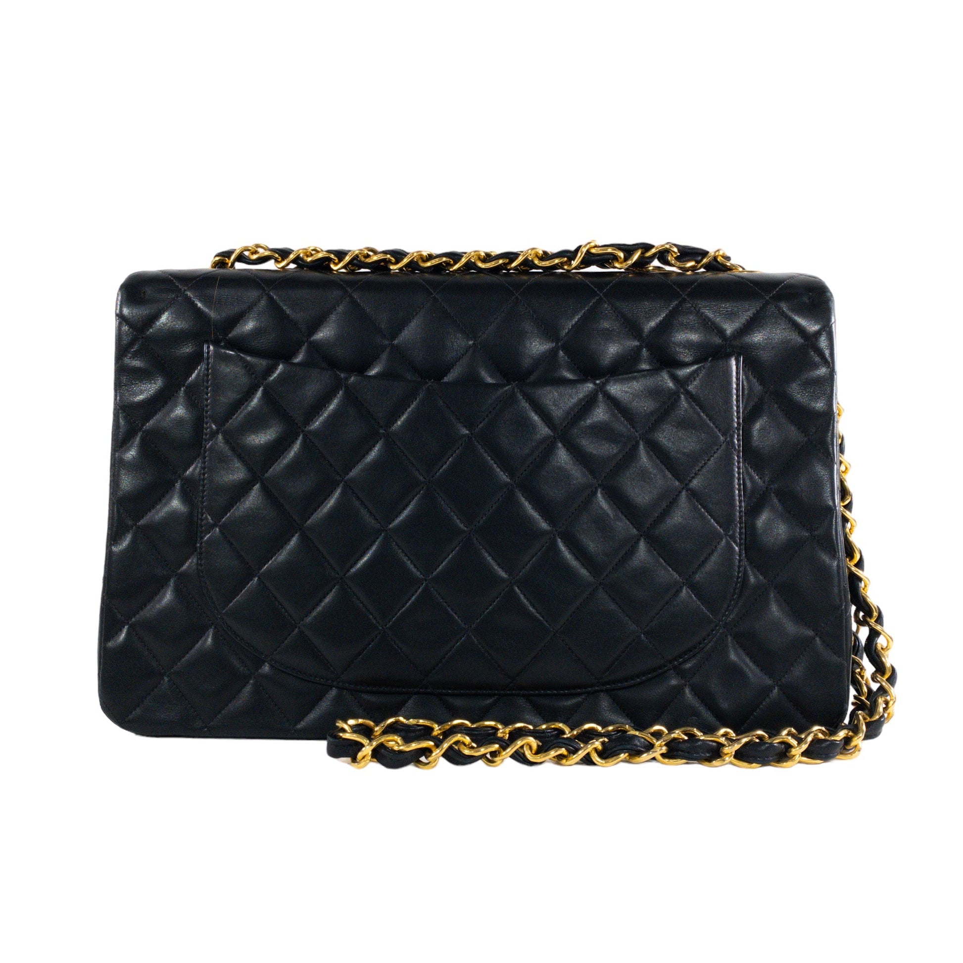 Chanel   Black Lambskin Maxi Single Flap Classic