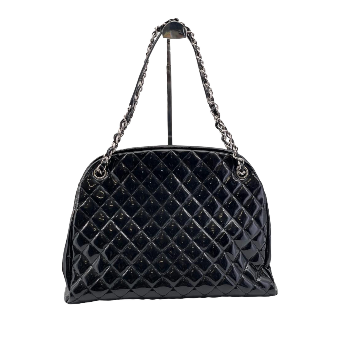 Chanel Just Mademoiselle Patent SHW Handbag Leather Black Shoulder Bag