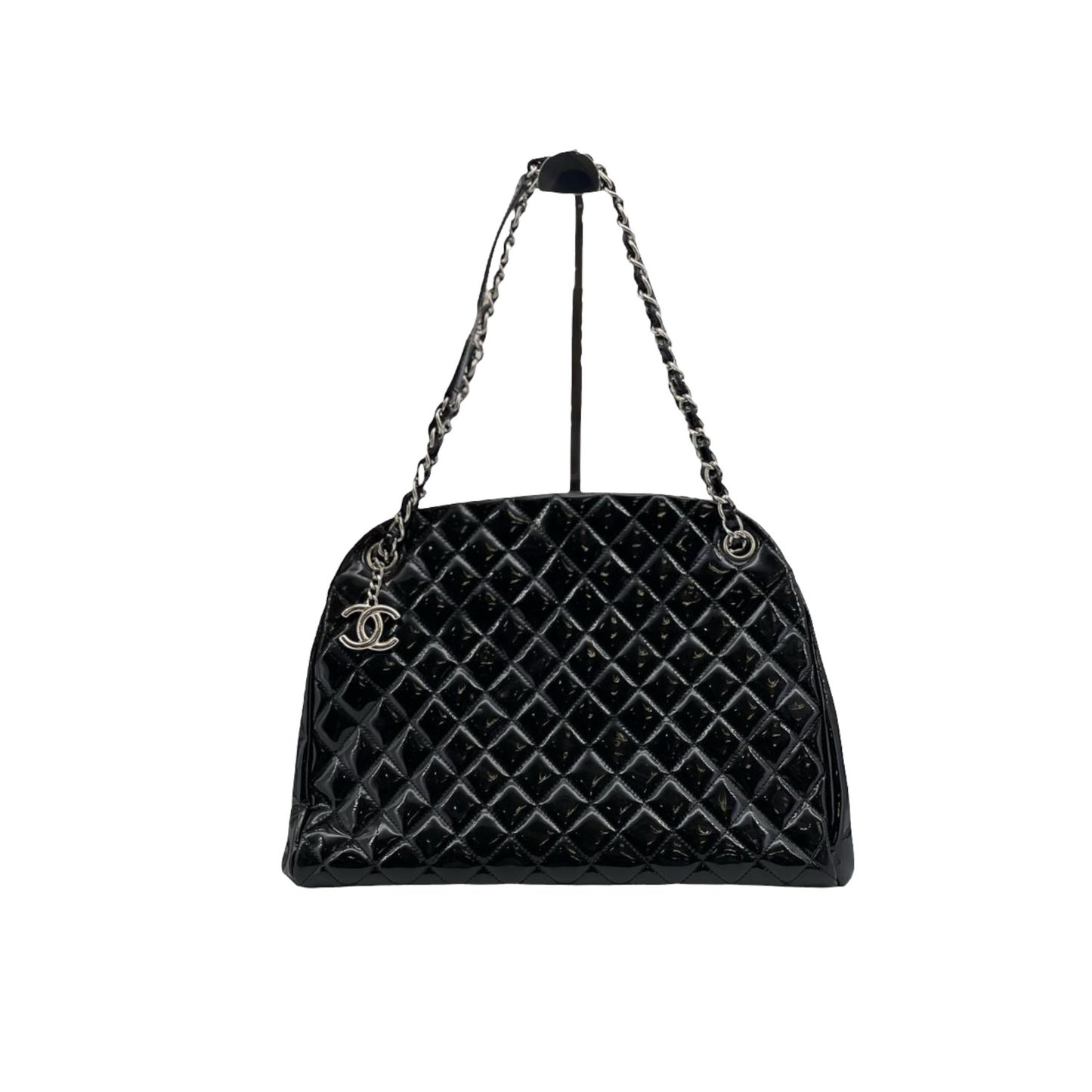 Chanel Just Mademoiselle Patent SHW Handbag Leather Black Shoulder Bag