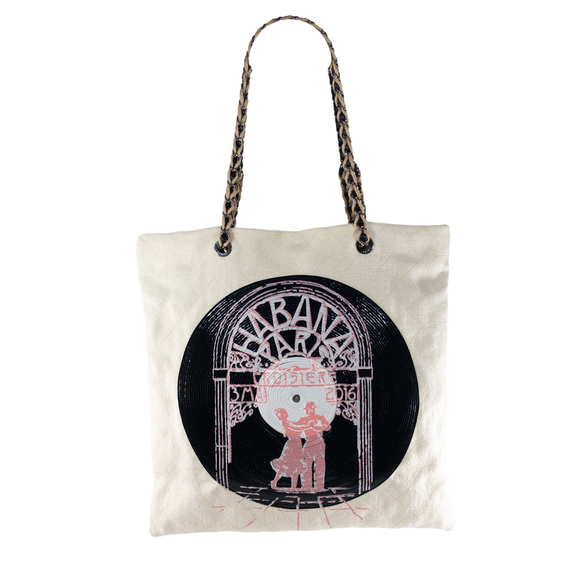 Chanel Beige Coco Cuba Record Embroidered Tote