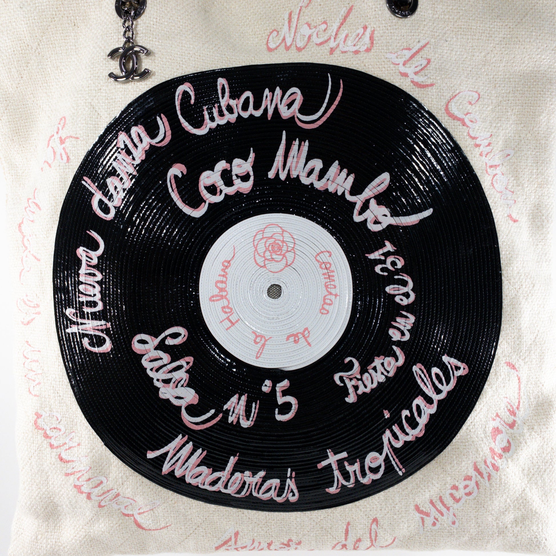 Chanel Beige Coco Cuba Record Embroidered Tote