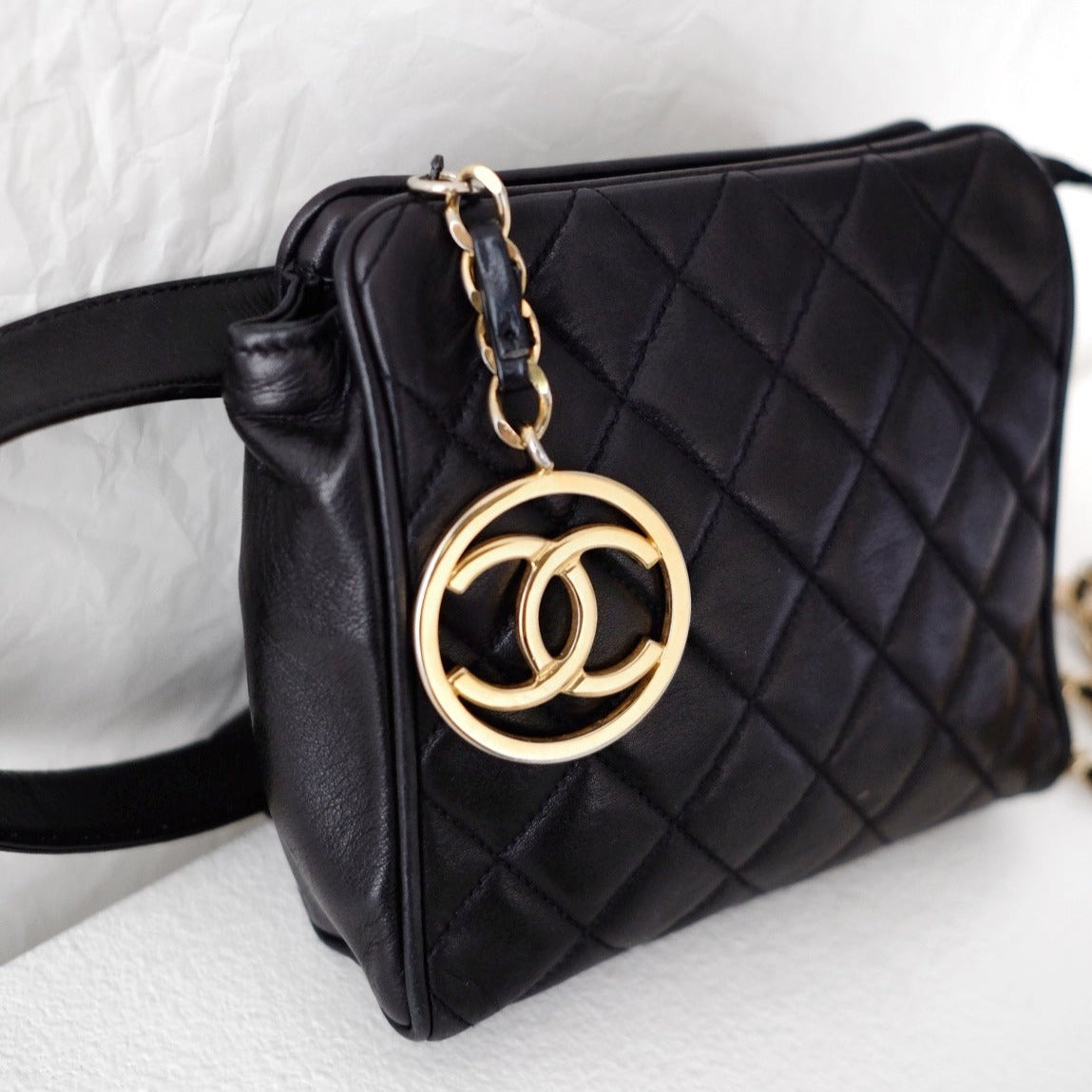 Chanel   quilted sheepskin CC belt bag