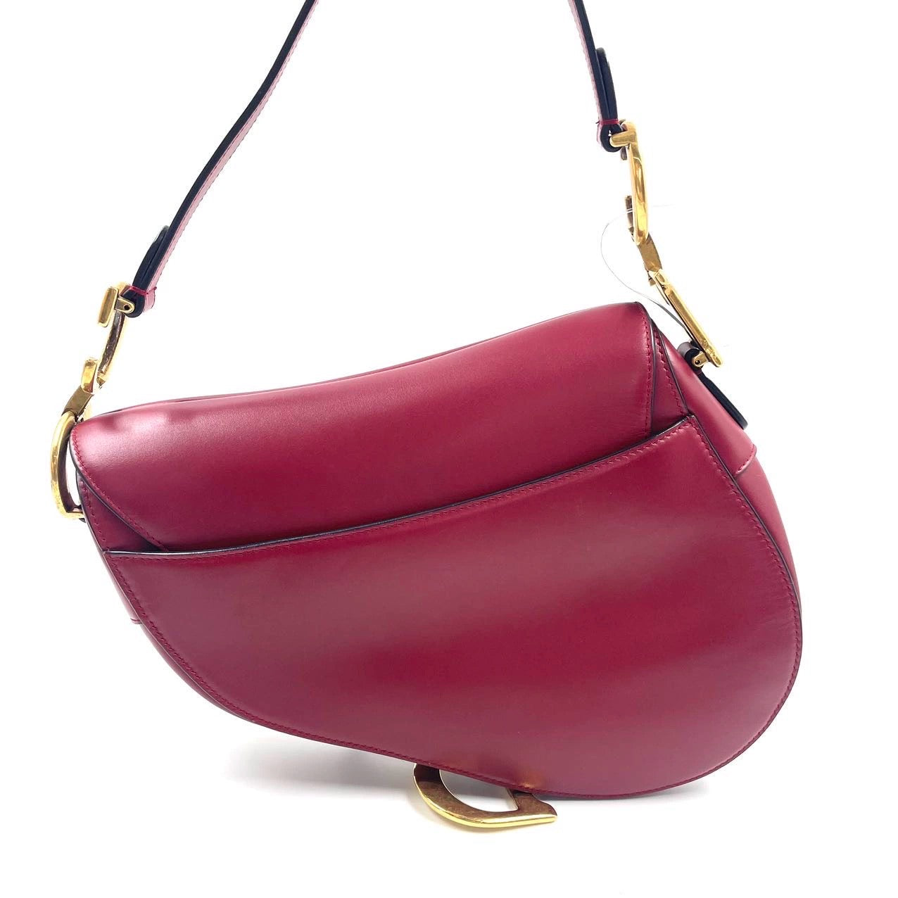 Dior Saddle Scarlet Burgundy Calfskin Smooth Handbag Like Leather Red Travel Bag