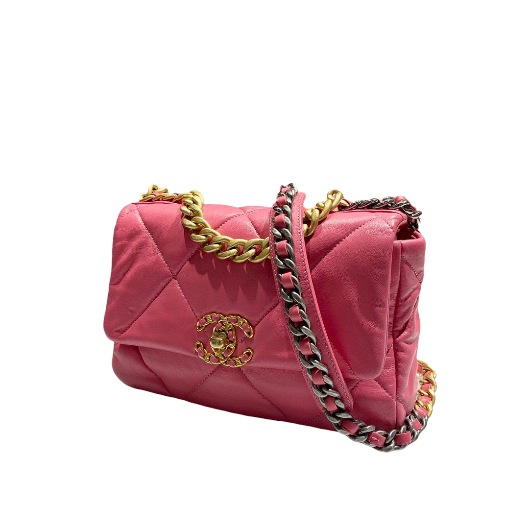 Chanel 19 Lambskin Mixed Hardware Handbag Leather Pink Shoulder Bag