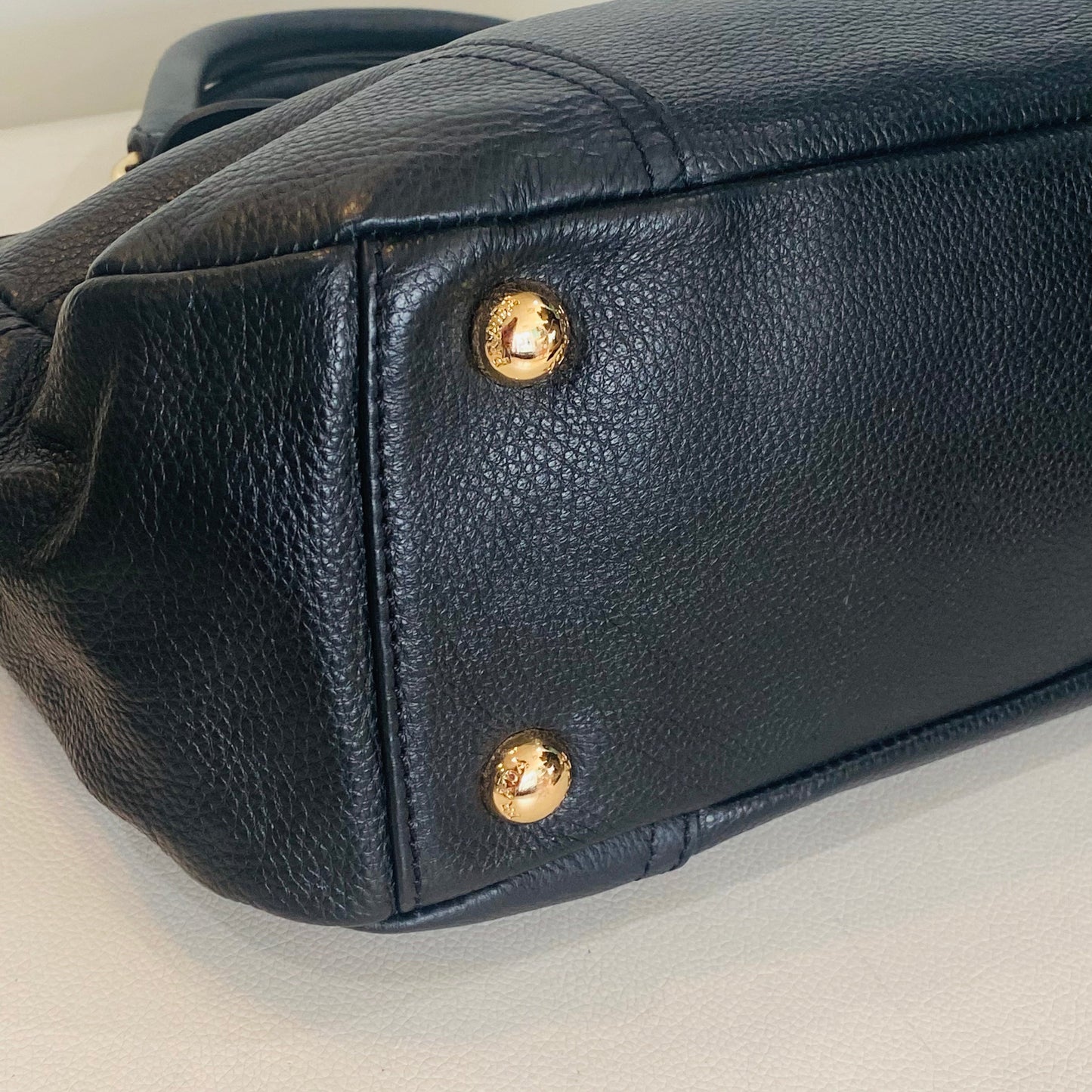 Prada Daino Satchel Rame Vitello Black Satchel Bag