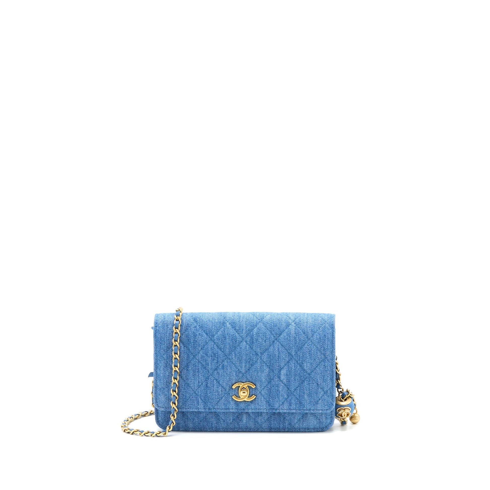 Chanel Pearl Crush On Denim GHW Microchip Wallet Case