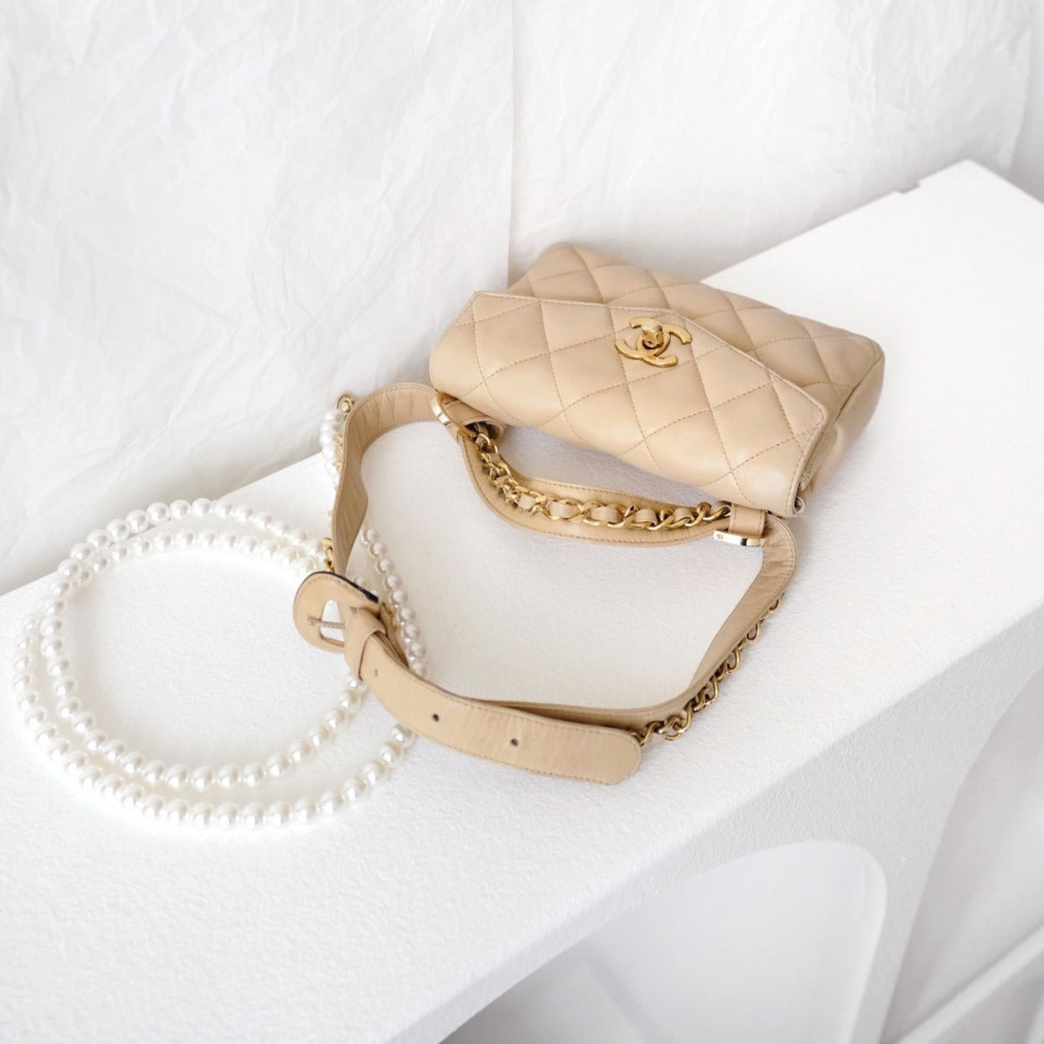 Chanel   quilted sheepskin CC belt bag