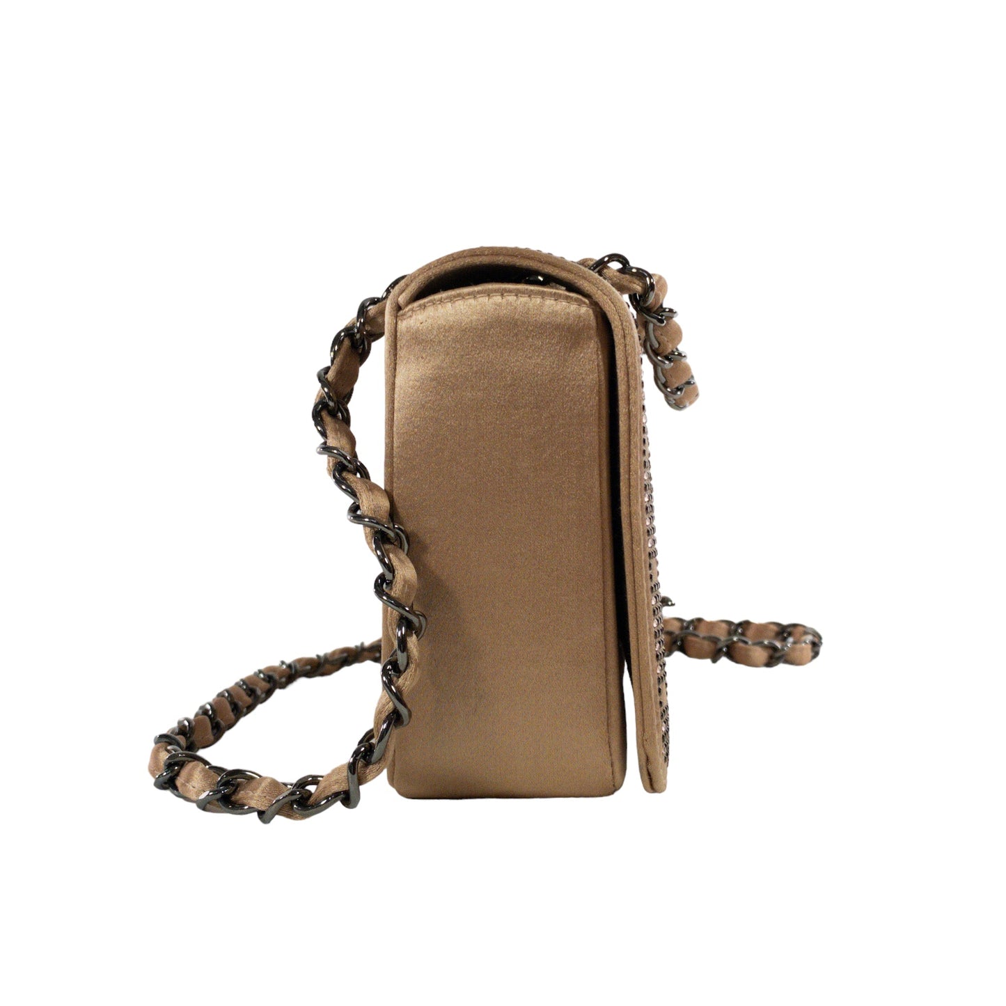 Chanel Nude Satin Crystal Embellished   Flap