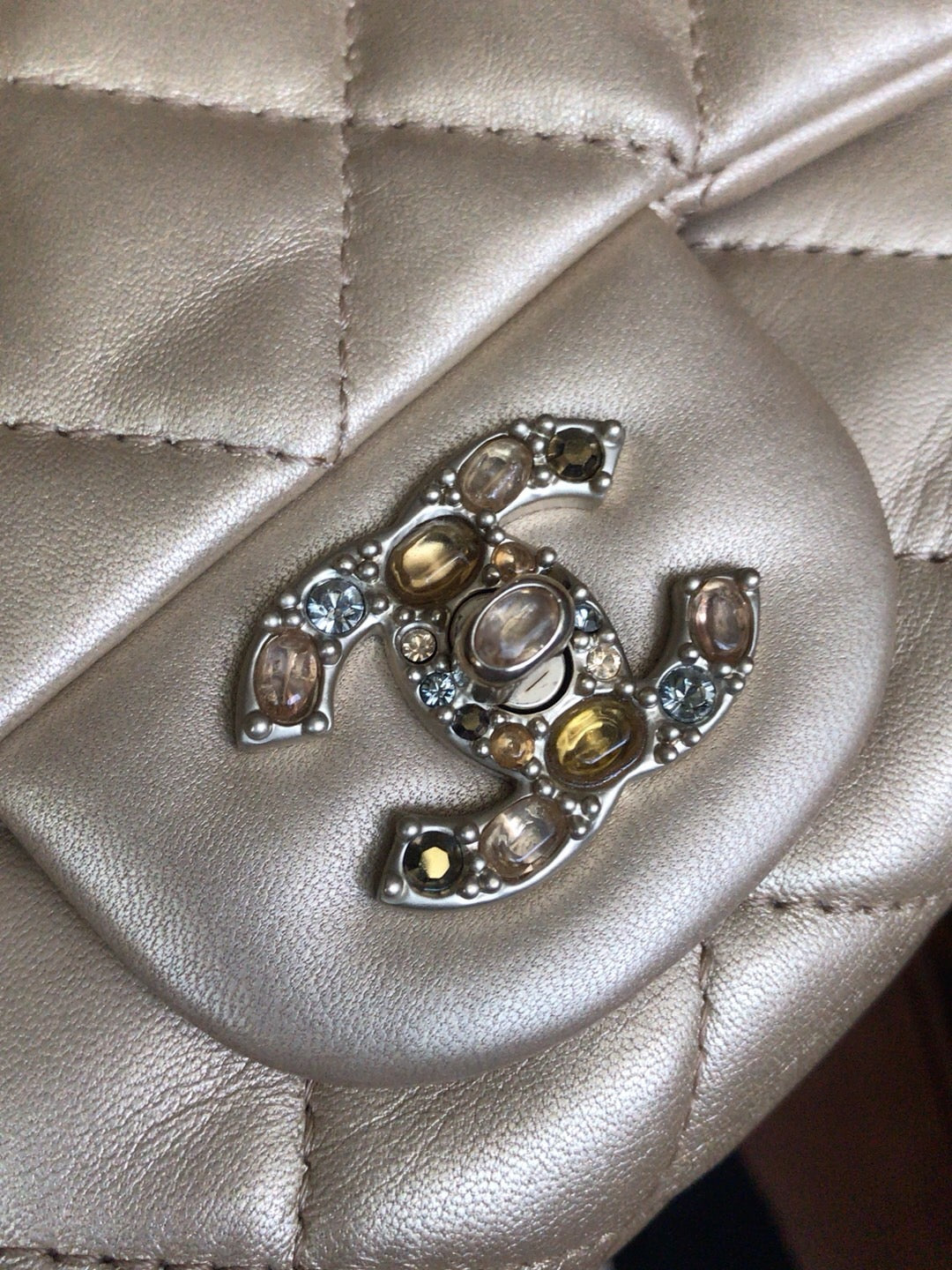 Chanel Timeless Classic Flap Gem CC Turn Gold Lock Handbag