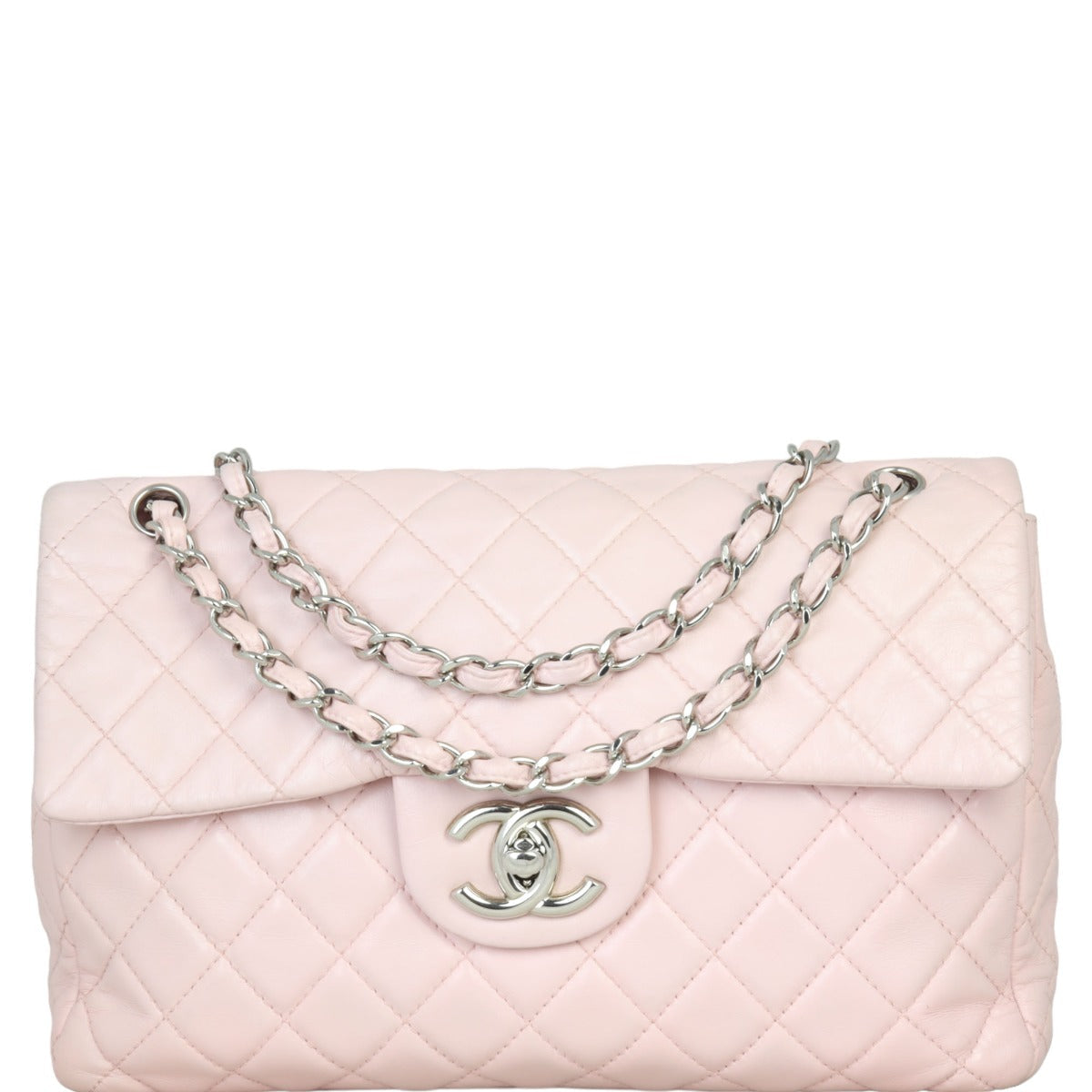 Chanel Classic Single Jumbo Handbag Pink Flap