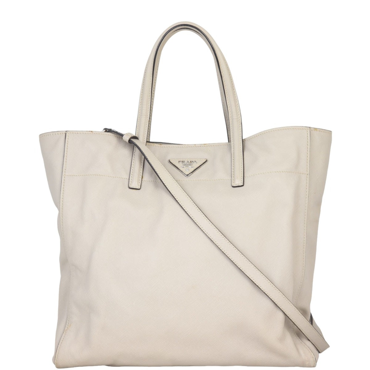 Prada Tote Bag Soft Tote Saffiano Gray