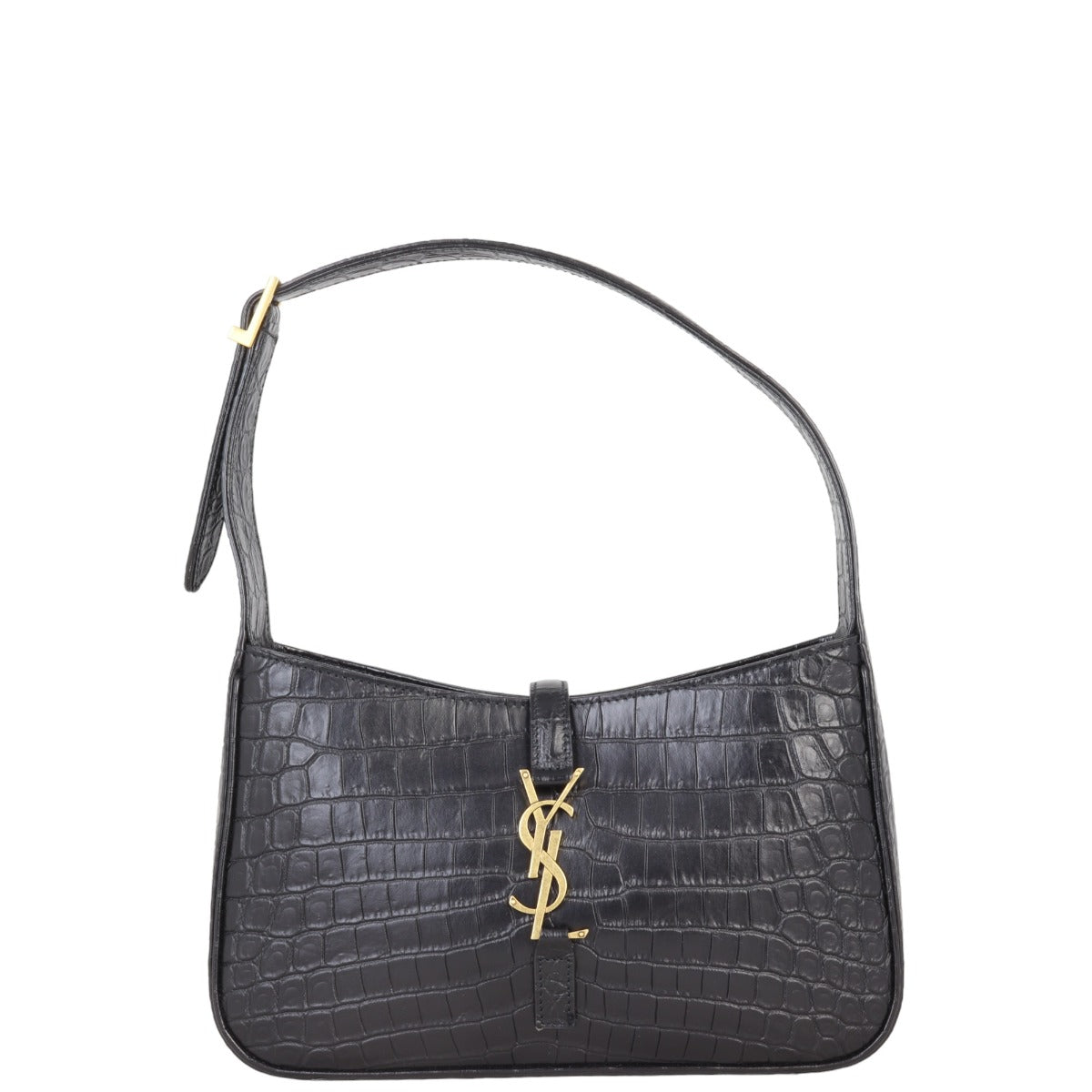 YSL Saint Laurent Le Hobo Croc Embossed Shoulder Bag