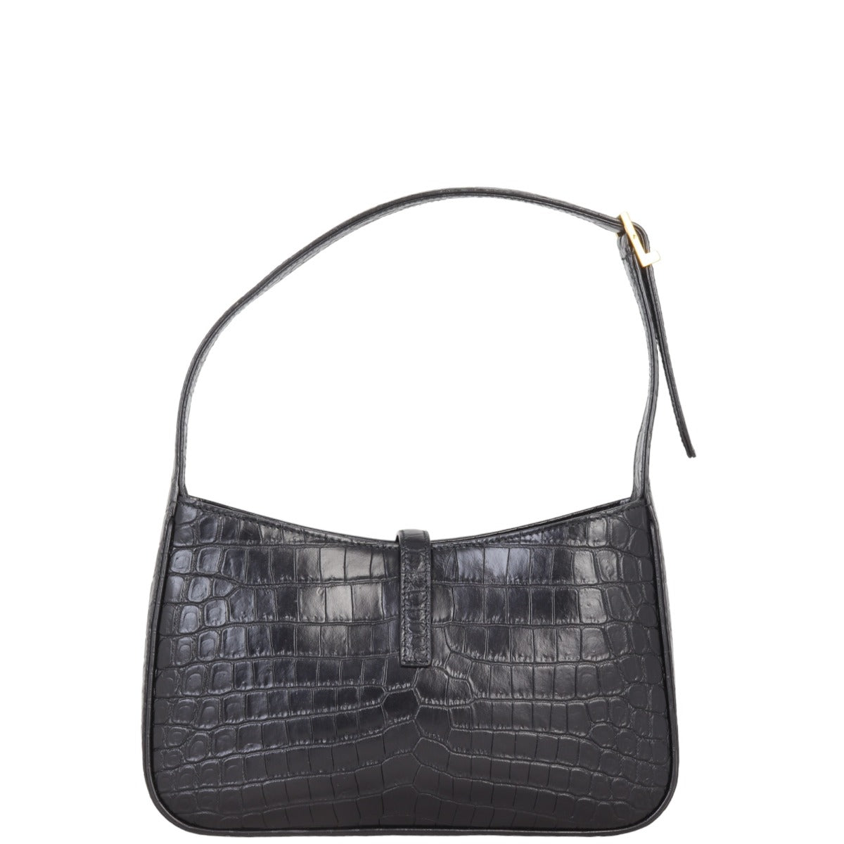 YSL Saint Laurent Le Hobo Croc Embossed Shoulder Bag