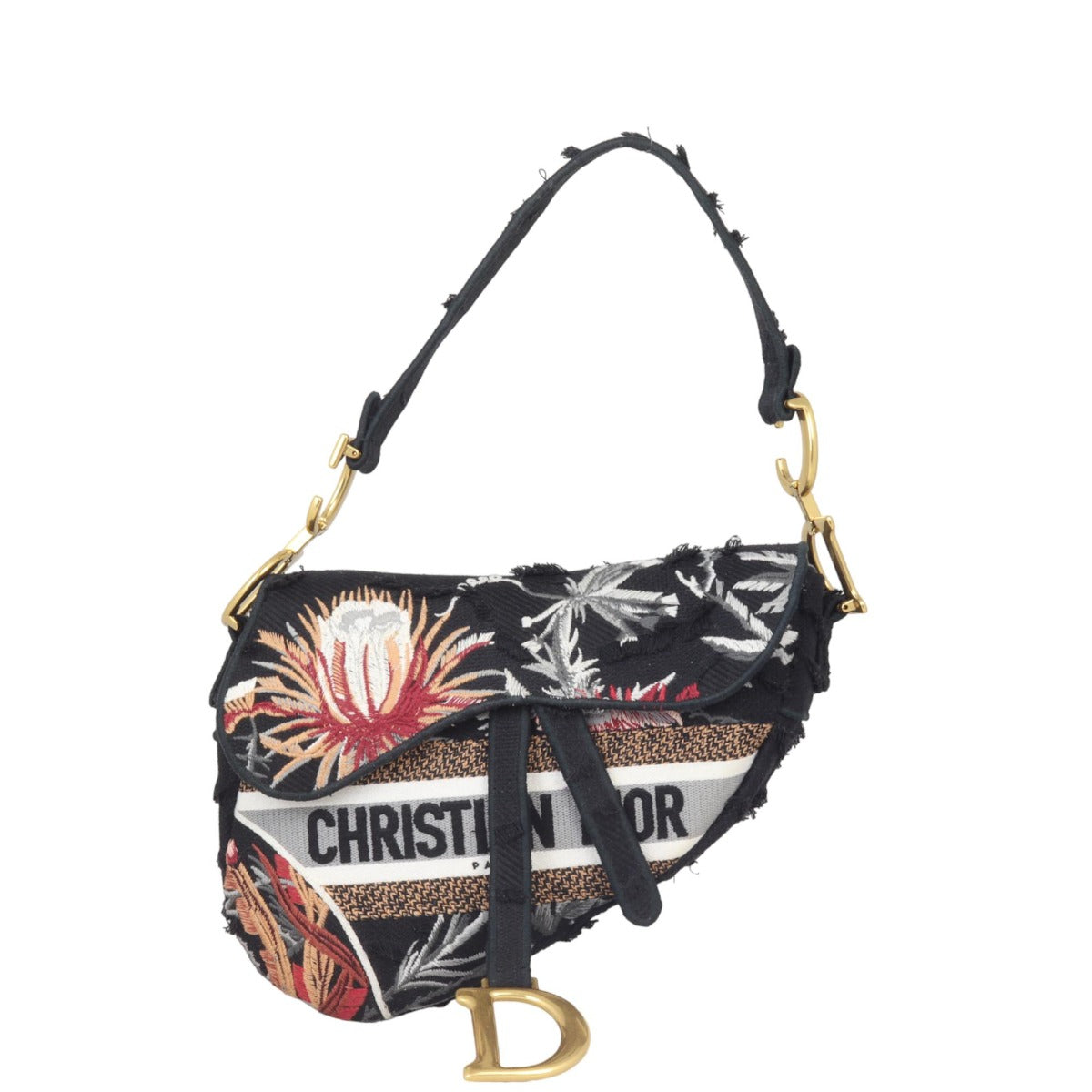 Dior Saddle Bag Embroidered Camouflage Flowers Travel Bag