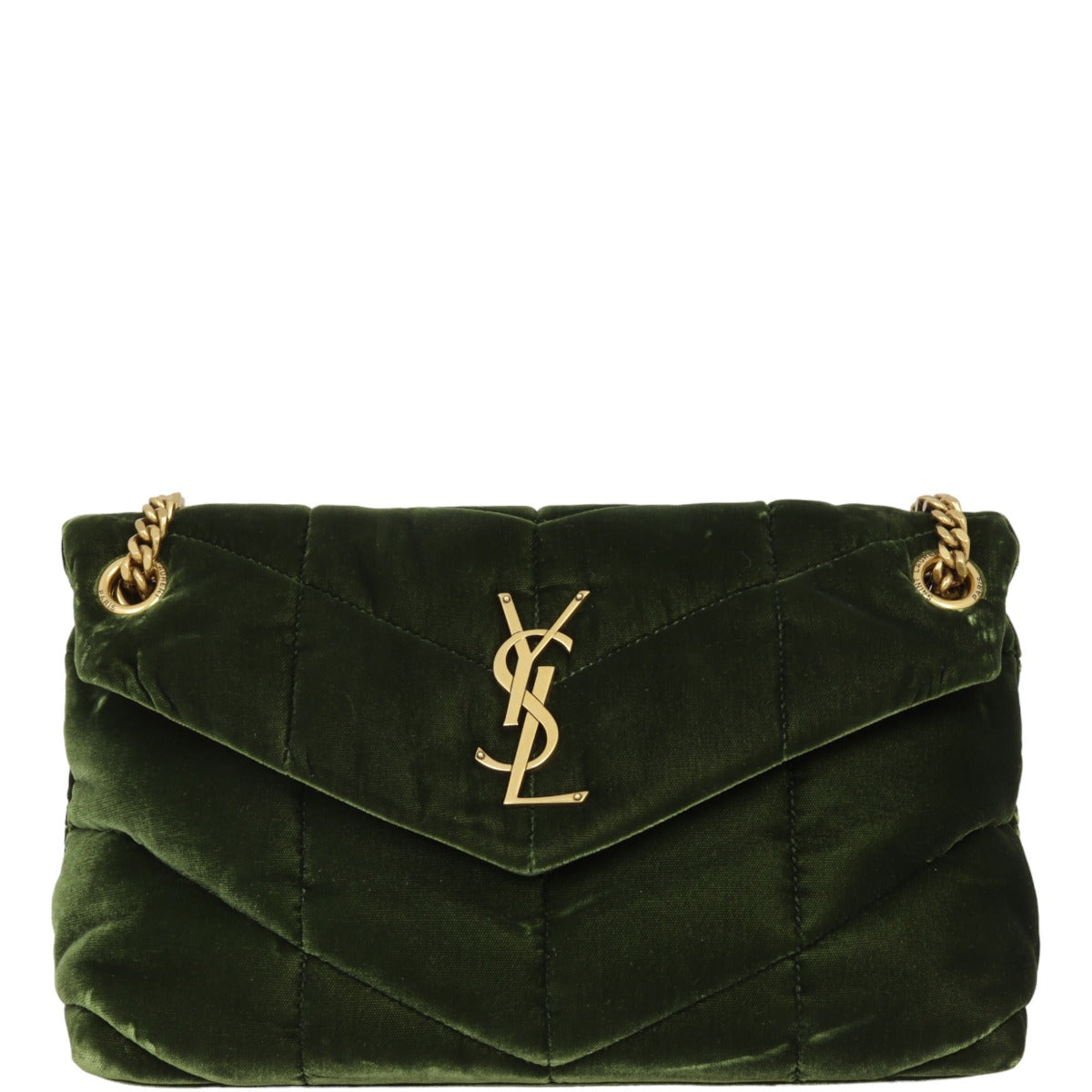 YSL Saint Laurent Loulou Puffer Velvet Crossbody Bag Small