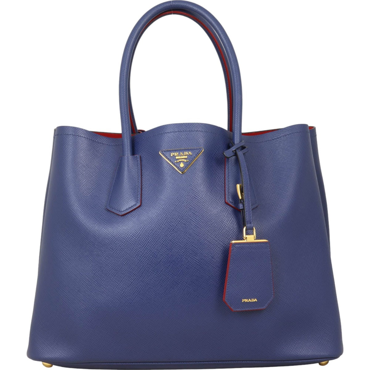 Prada Handbag Cuir Double Bag Saffiano Blue Pink