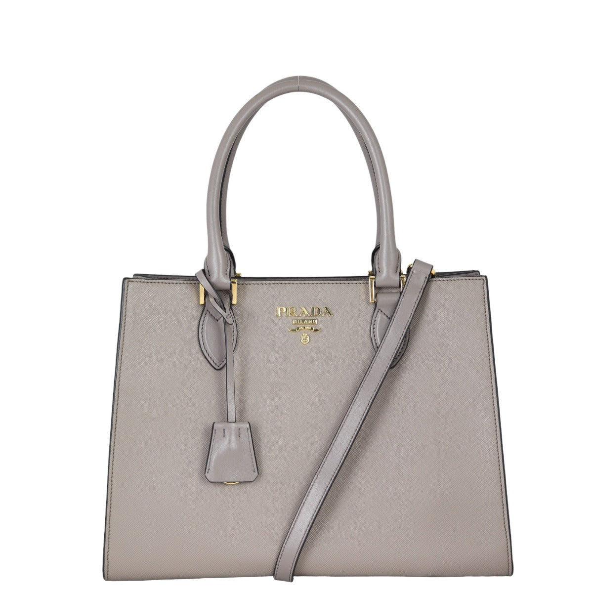Prada Tote Bag Cuir City Calf Two Way Tote Saffiano Gray