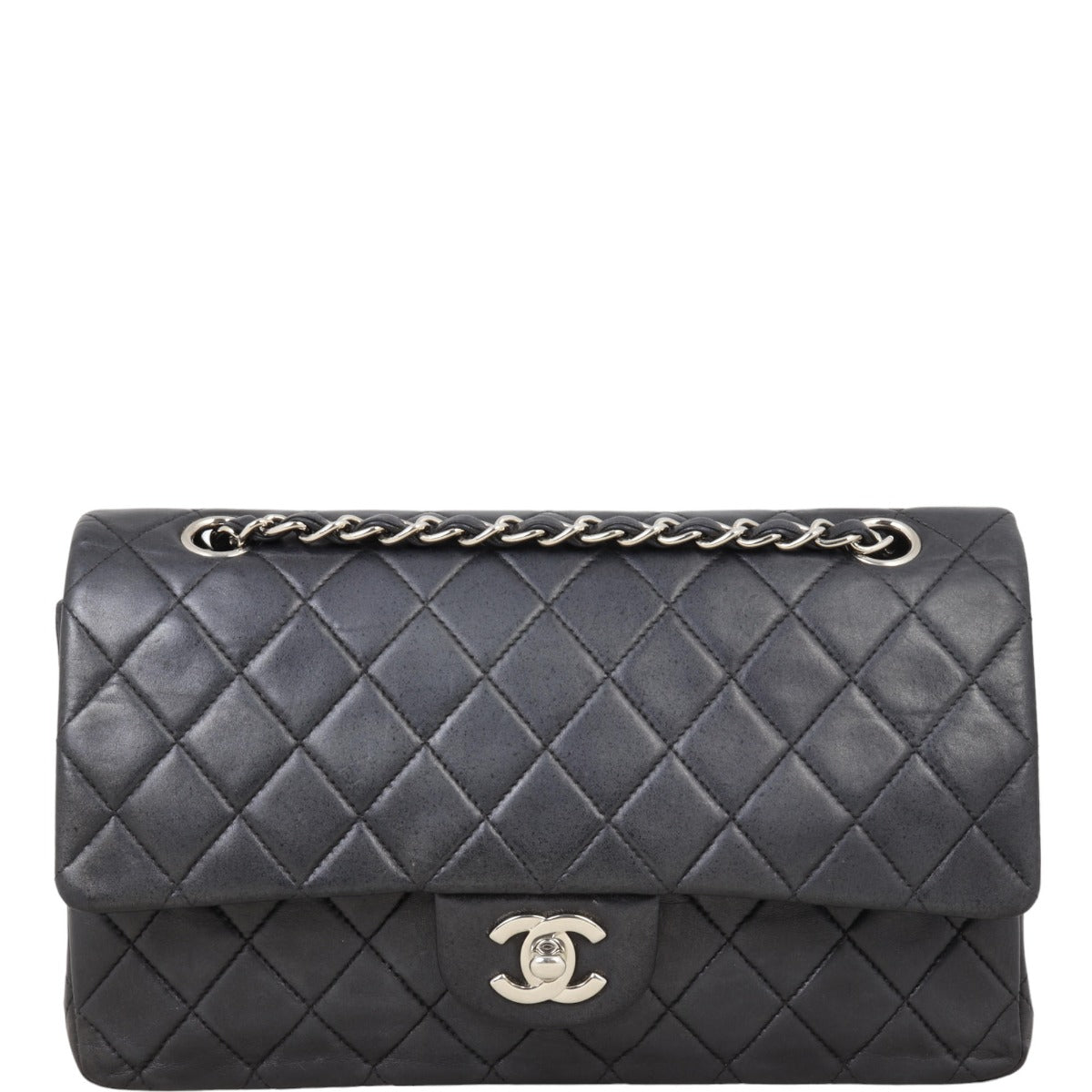 Chanel Classic Double Flap Hardware Handbag Black Silver