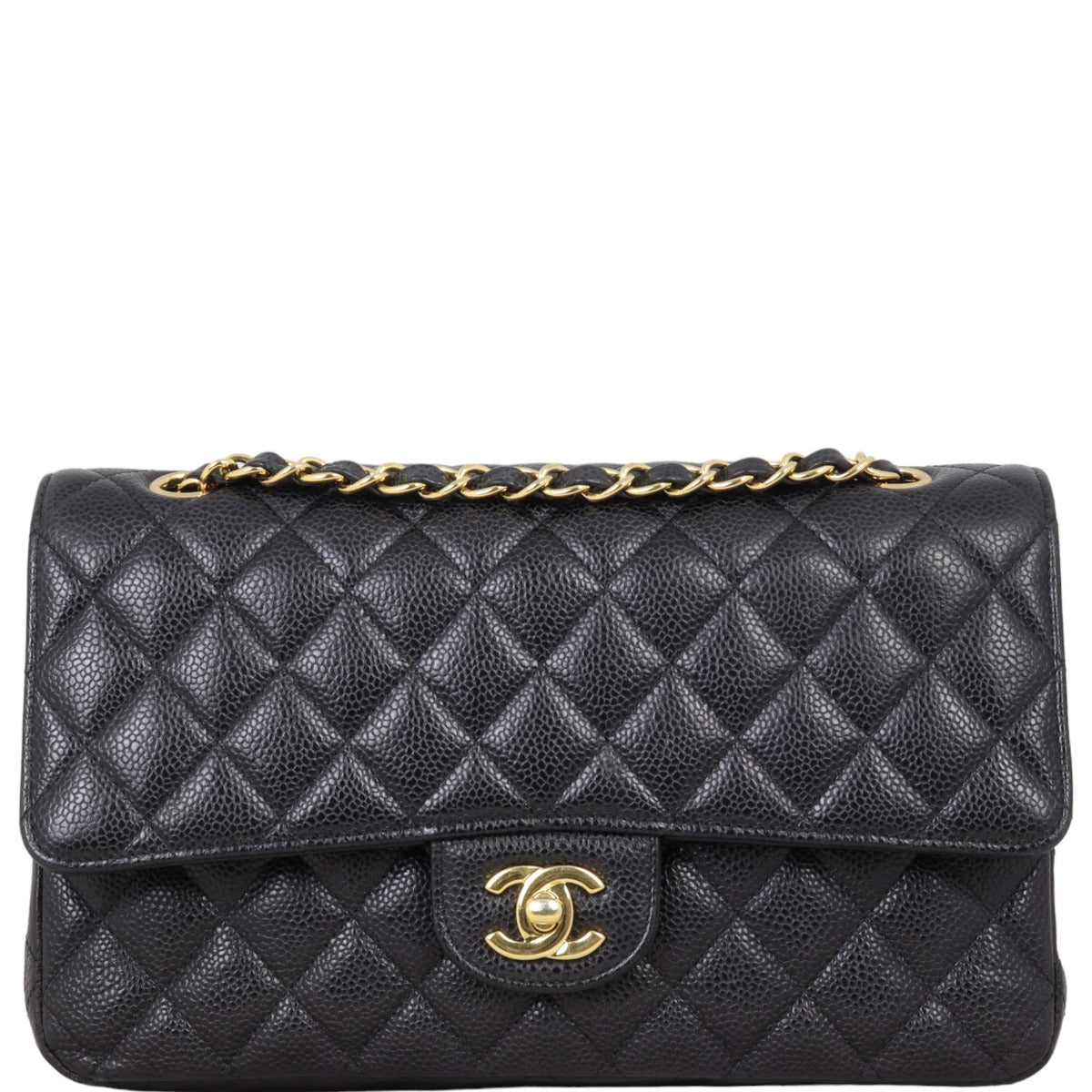 Chanel Classic Double Caviar GHW Handbag Medium Flap