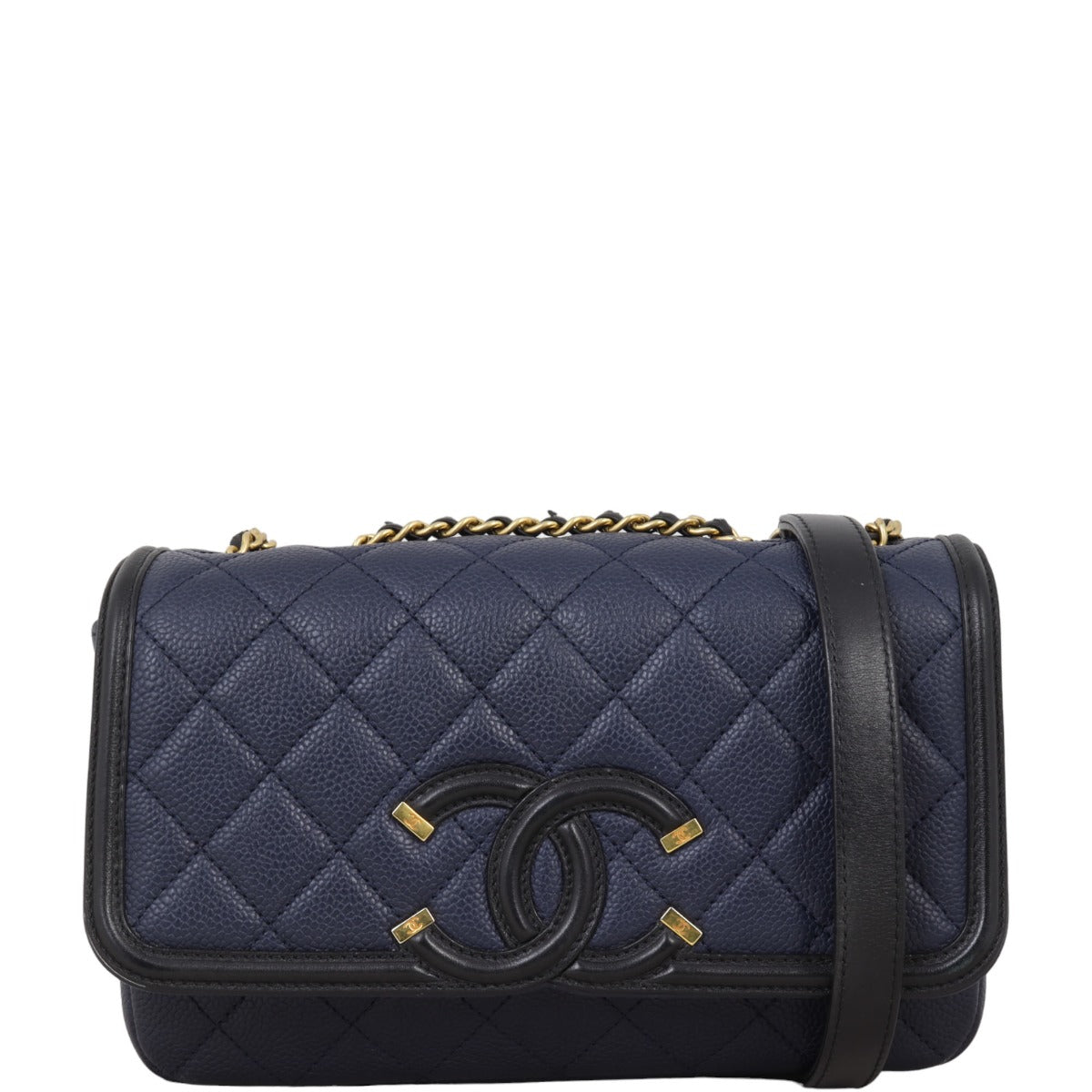Chanel CC Filigree Bag Blue Small Handbag