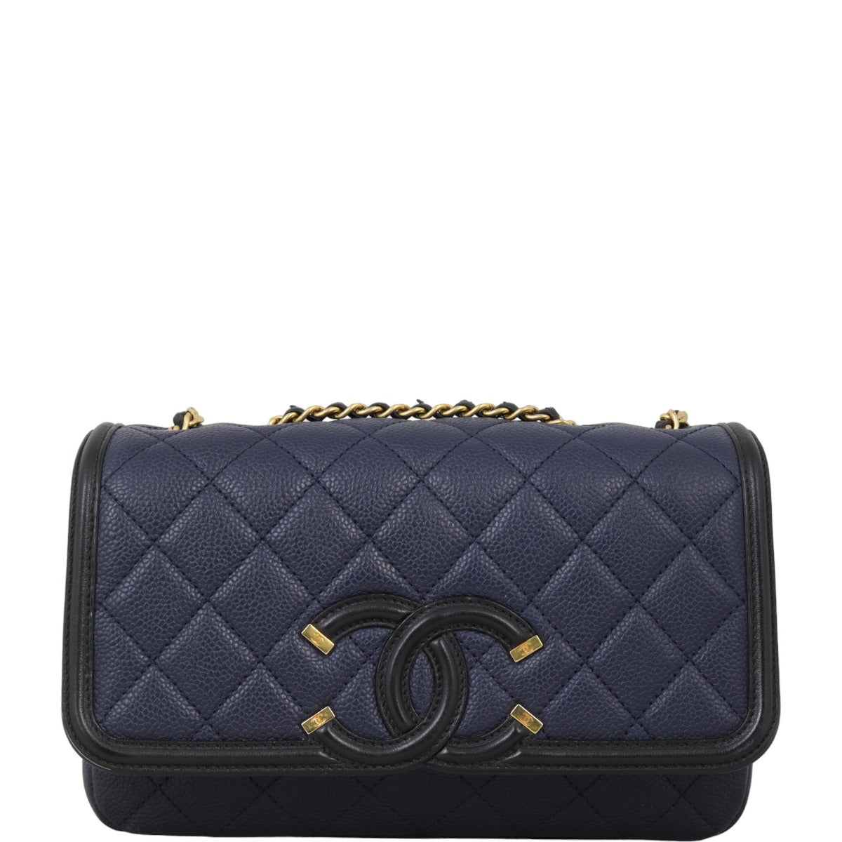 Chanel CC Filigree Bag Blue Small Handbag