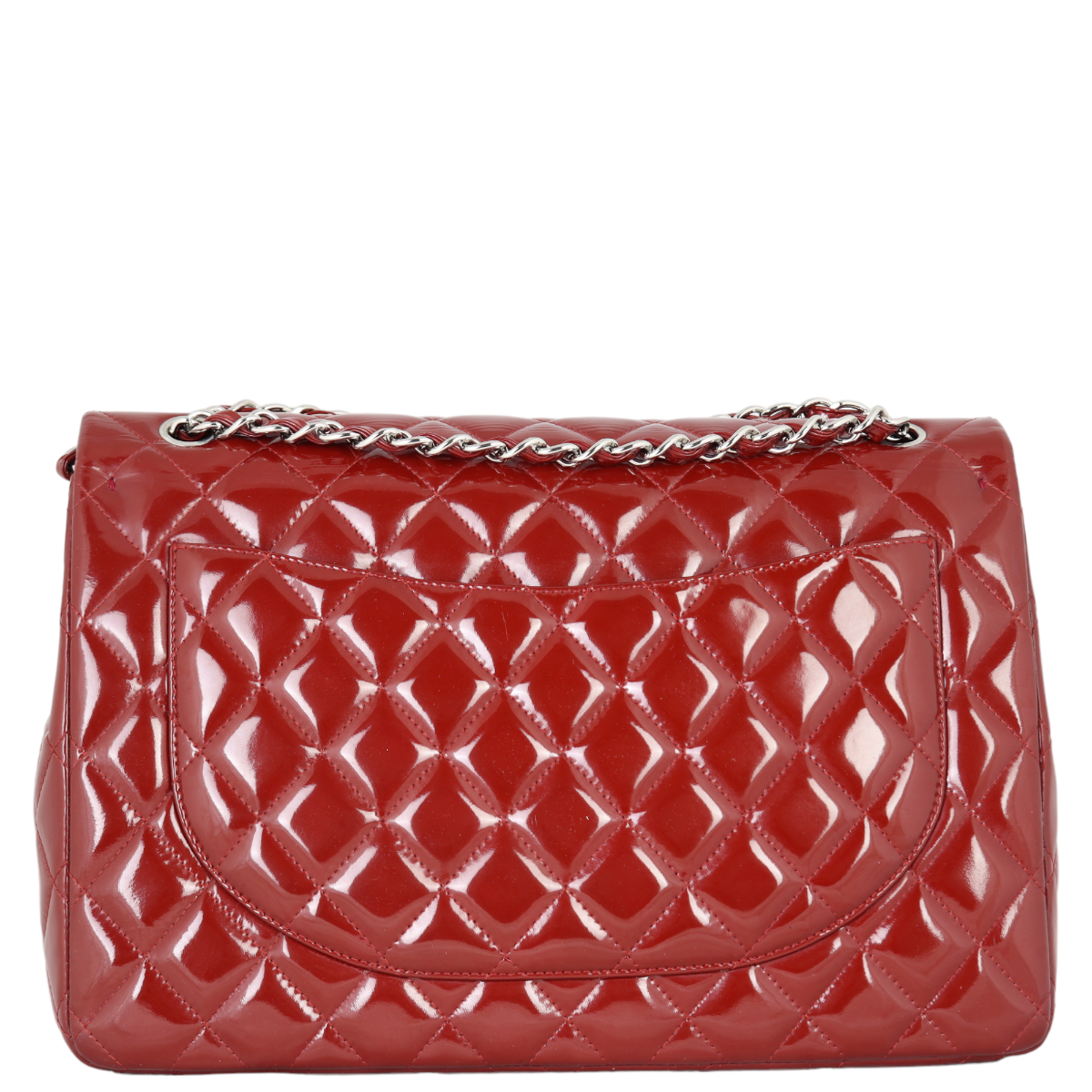 Chanel Classic Double Maxi Patent Handbag Red Flap