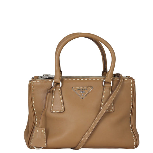Prada City Calf Galleria Double Zip Tote Handbag Mini Tote Bag