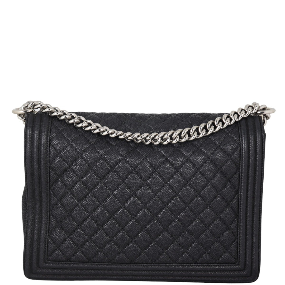Chanel Boy Hardware Handbag Silver Large