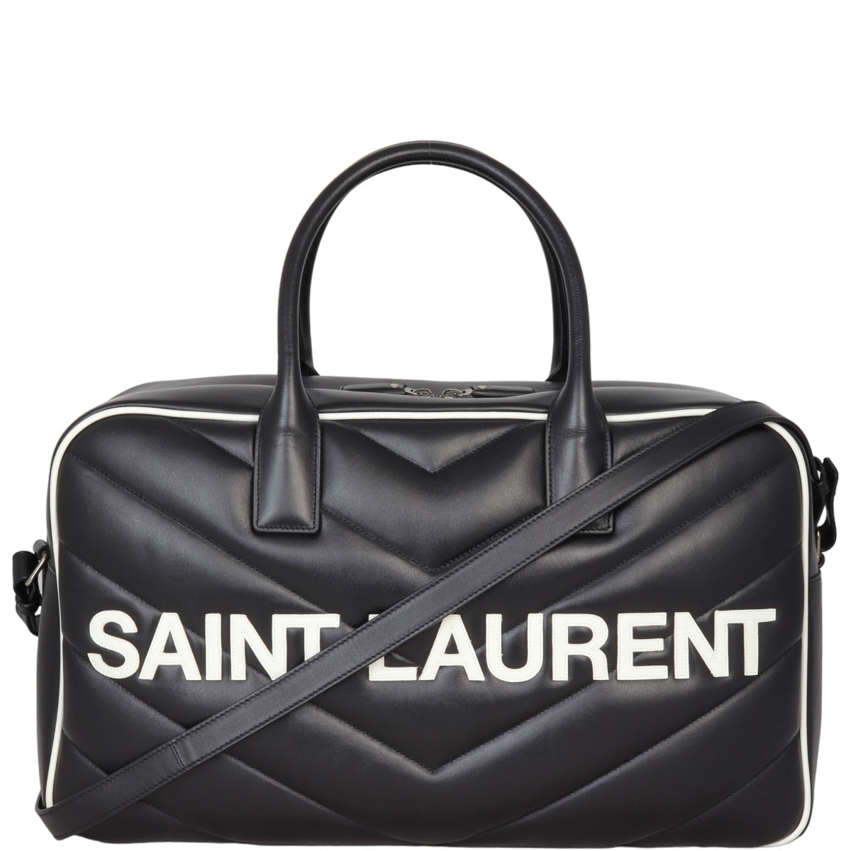 YSL Saint Laurent Saint Laurent Miles Chevron Bowling Bag Matelasse Travel Bag