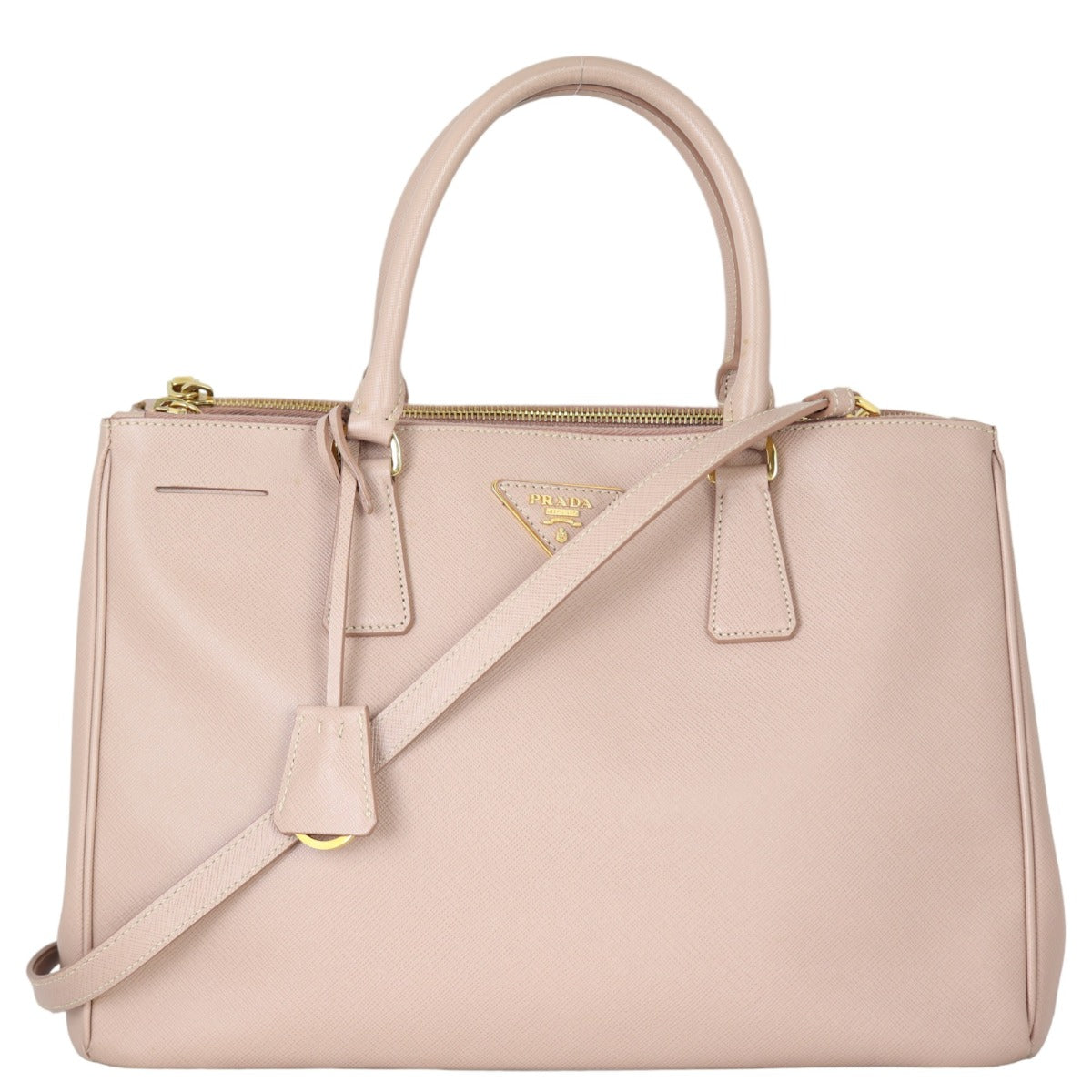 Prada Tote Bag Lux Galleria Double Tote 12 Saffiano Pink Medium