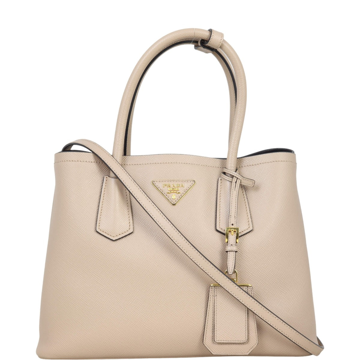 Prada Handbag Cuir Double Bag Saffiano Pink Small