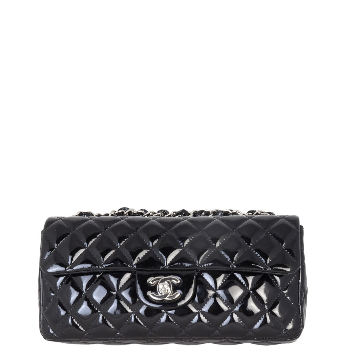 Chanel East West Bag Patent Flap Handbag