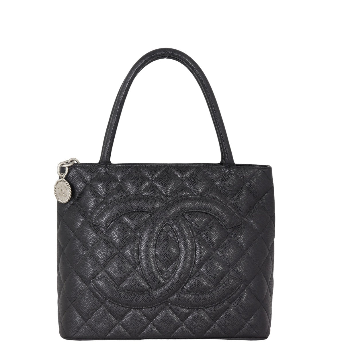 Chanel Medallion Tote Zip Silver Tote Bag