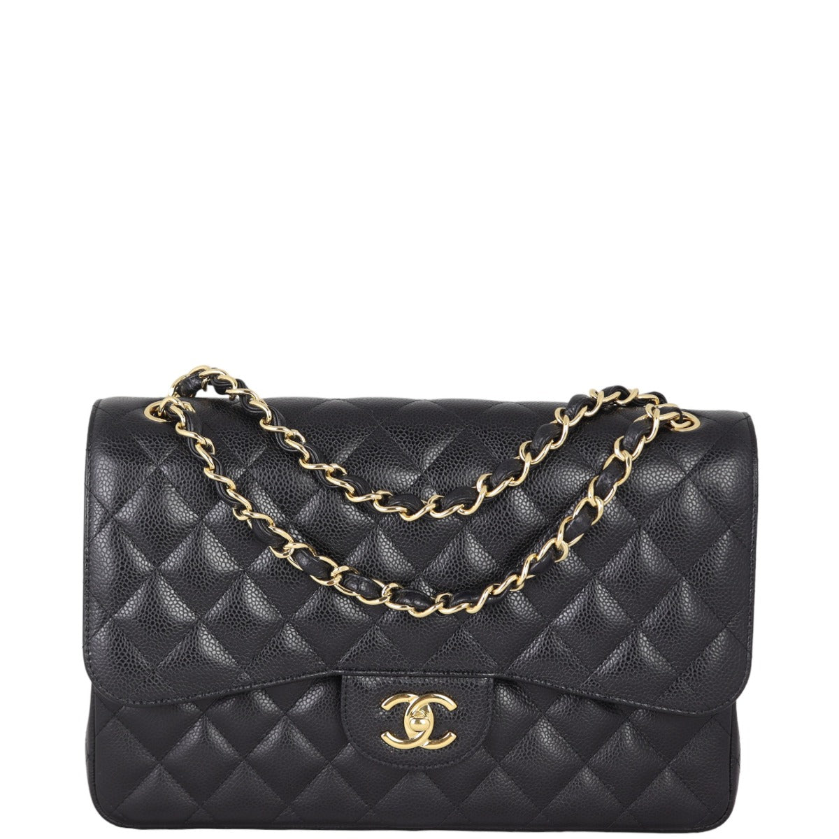 Chanel Classic Double Jumbo GHW Handbag Black Flap
