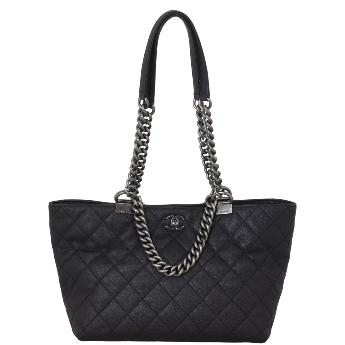 Chanel Shopping In Chains Tote Quilted Black Shoulder Bag