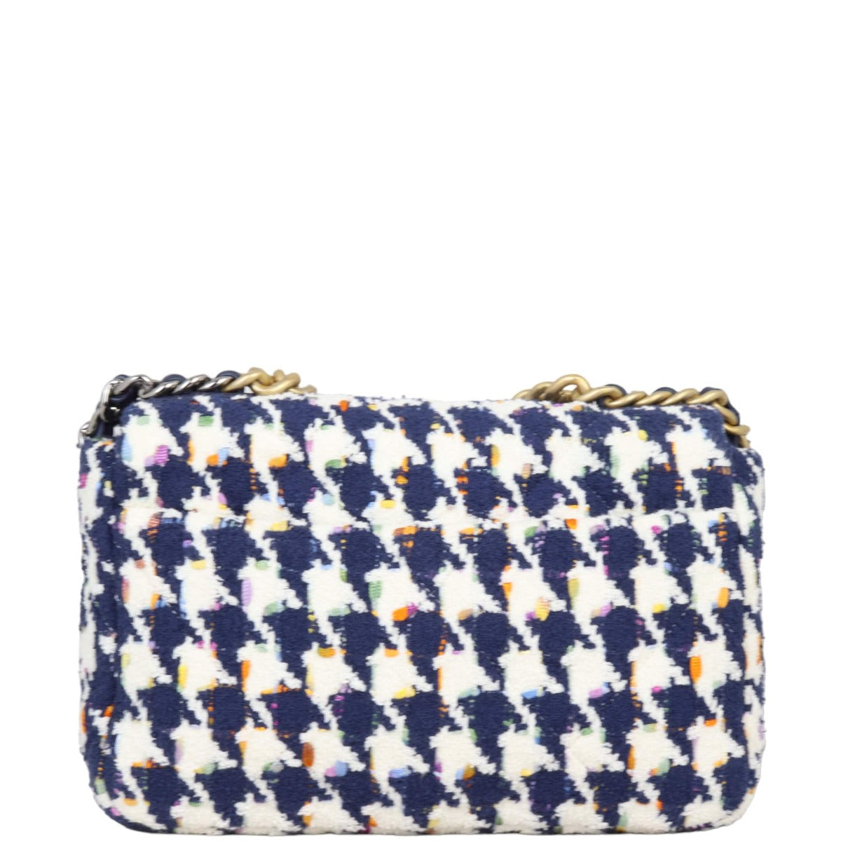 Chanel 19 Tweed Flap Bag Navy White Blue Handbag