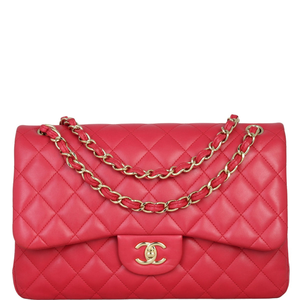 Chanel Classic Double Jumbo Raspberry Handbag Red Flap