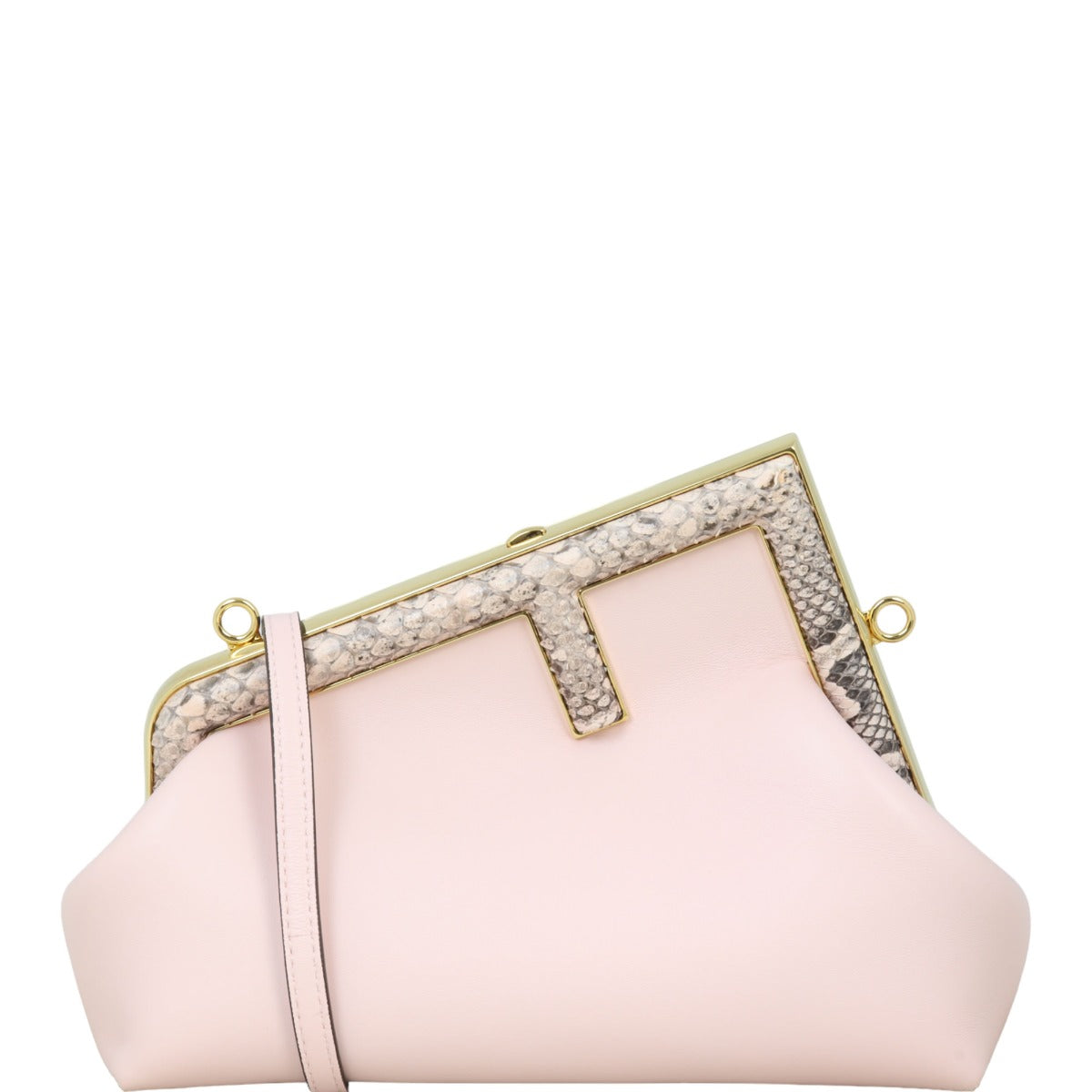 Fendi First Clutch With Strap Python Small Shoulder Bag