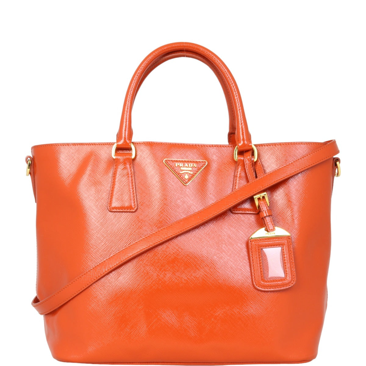 Prada Tote Bag Vernice Lux Tote 2 Saffiano Orange Large